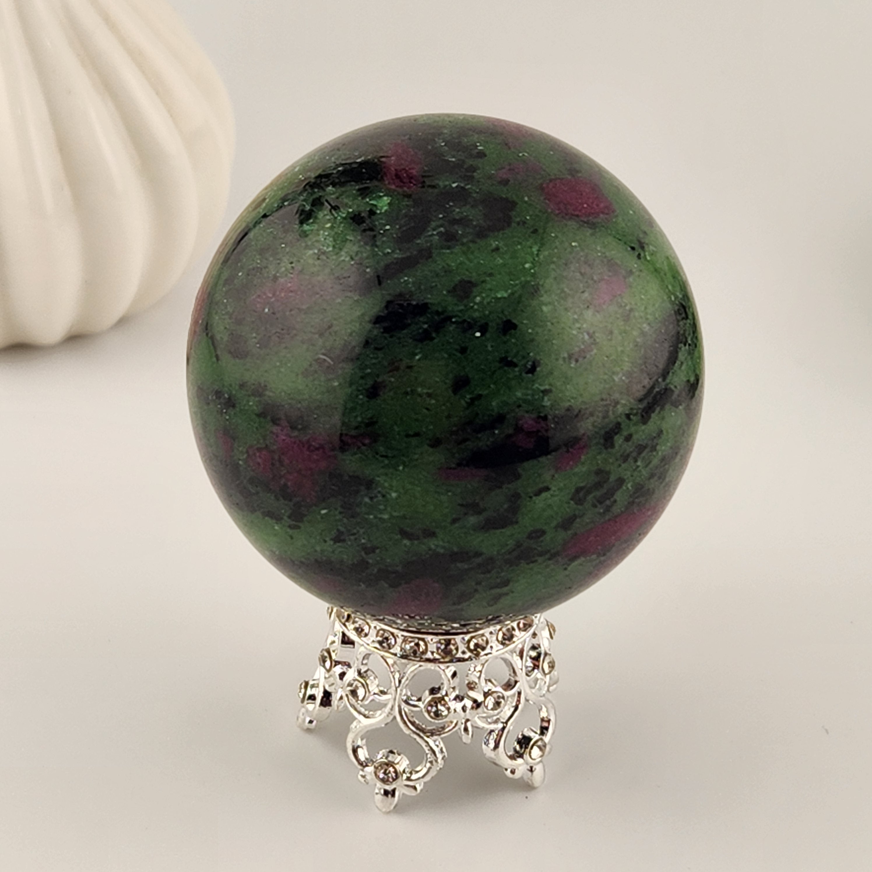 Silver Crown Sphere Stand (With Rhinestones)