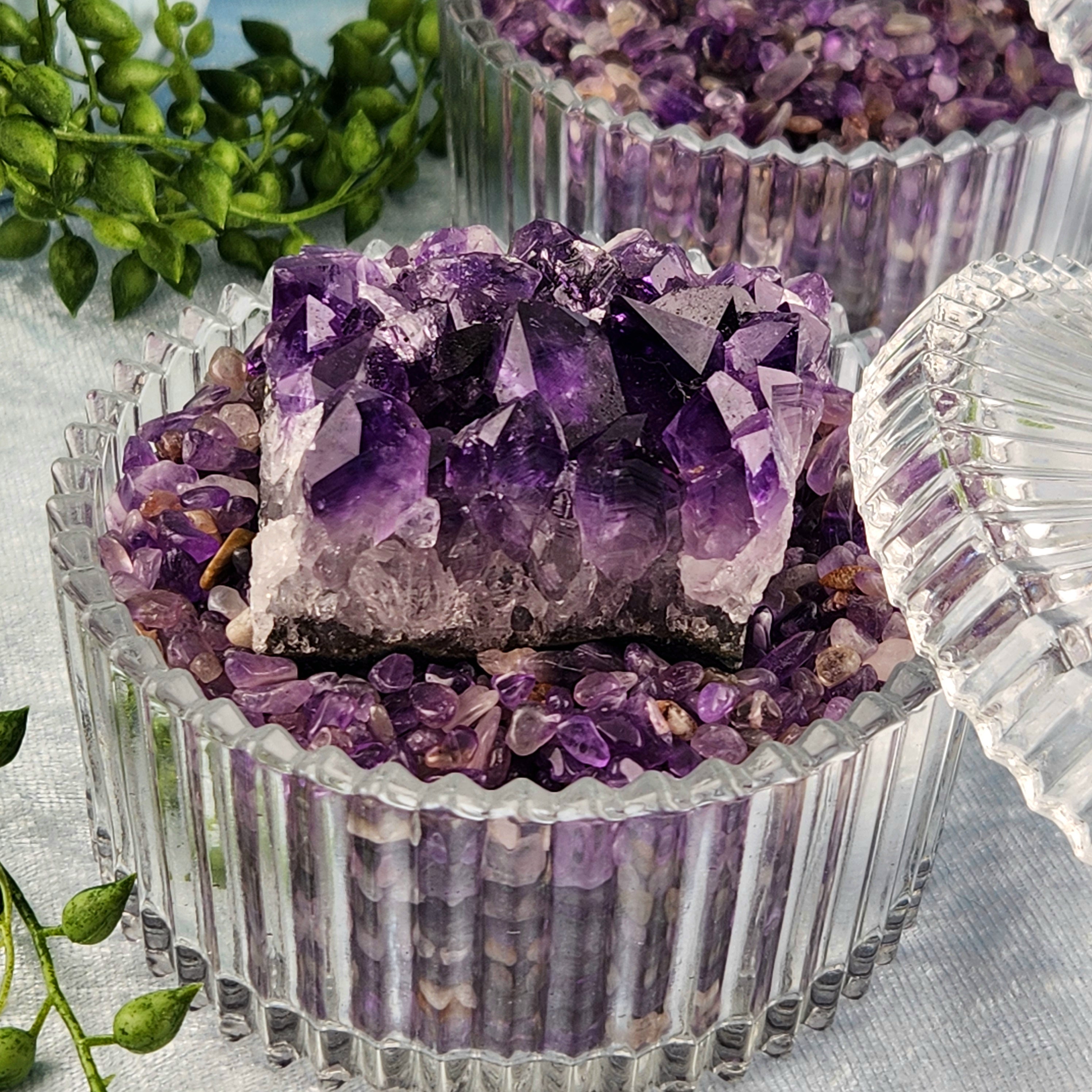 Amethyst Crystal Chips In Glass Jar
