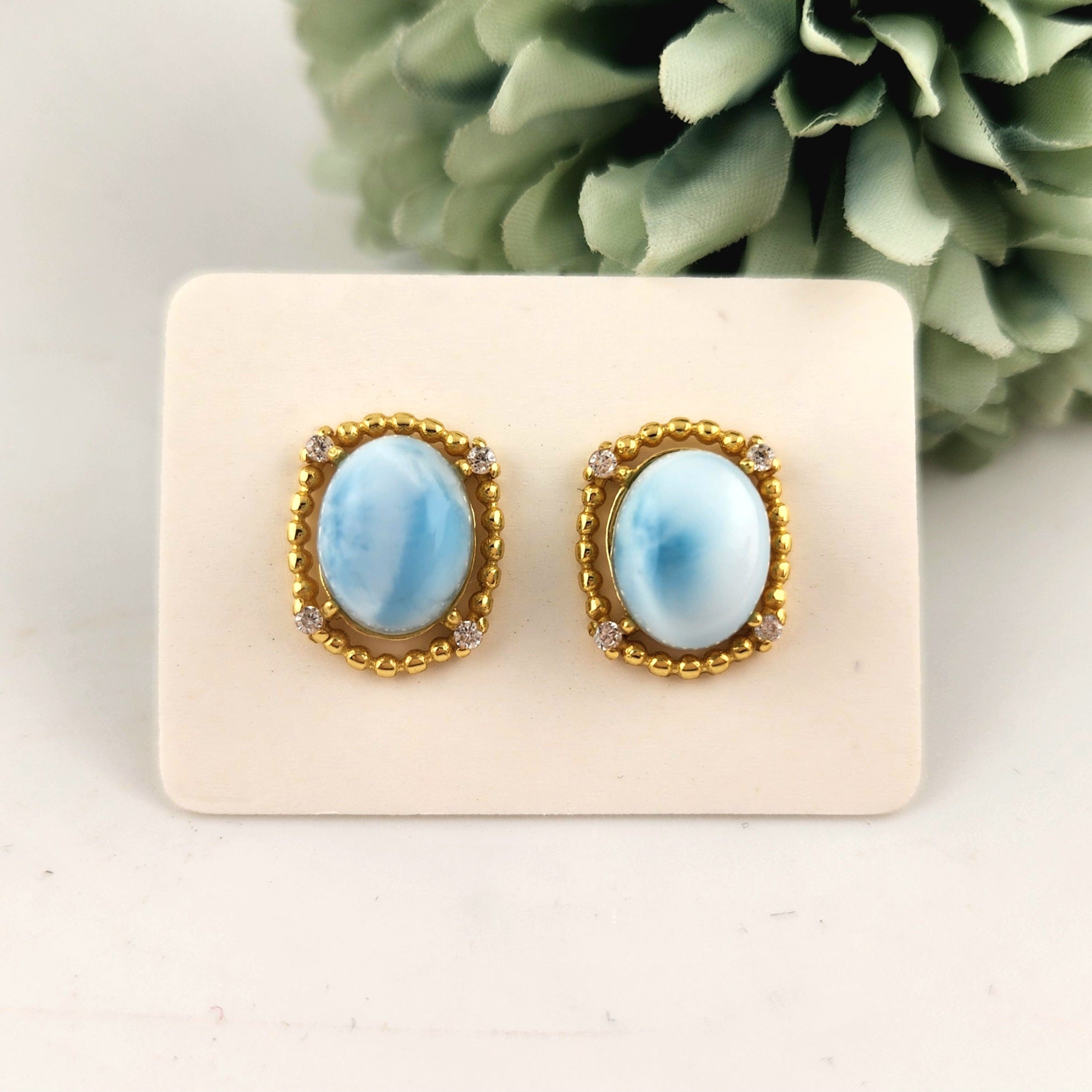 Larimar Earrings - Gold