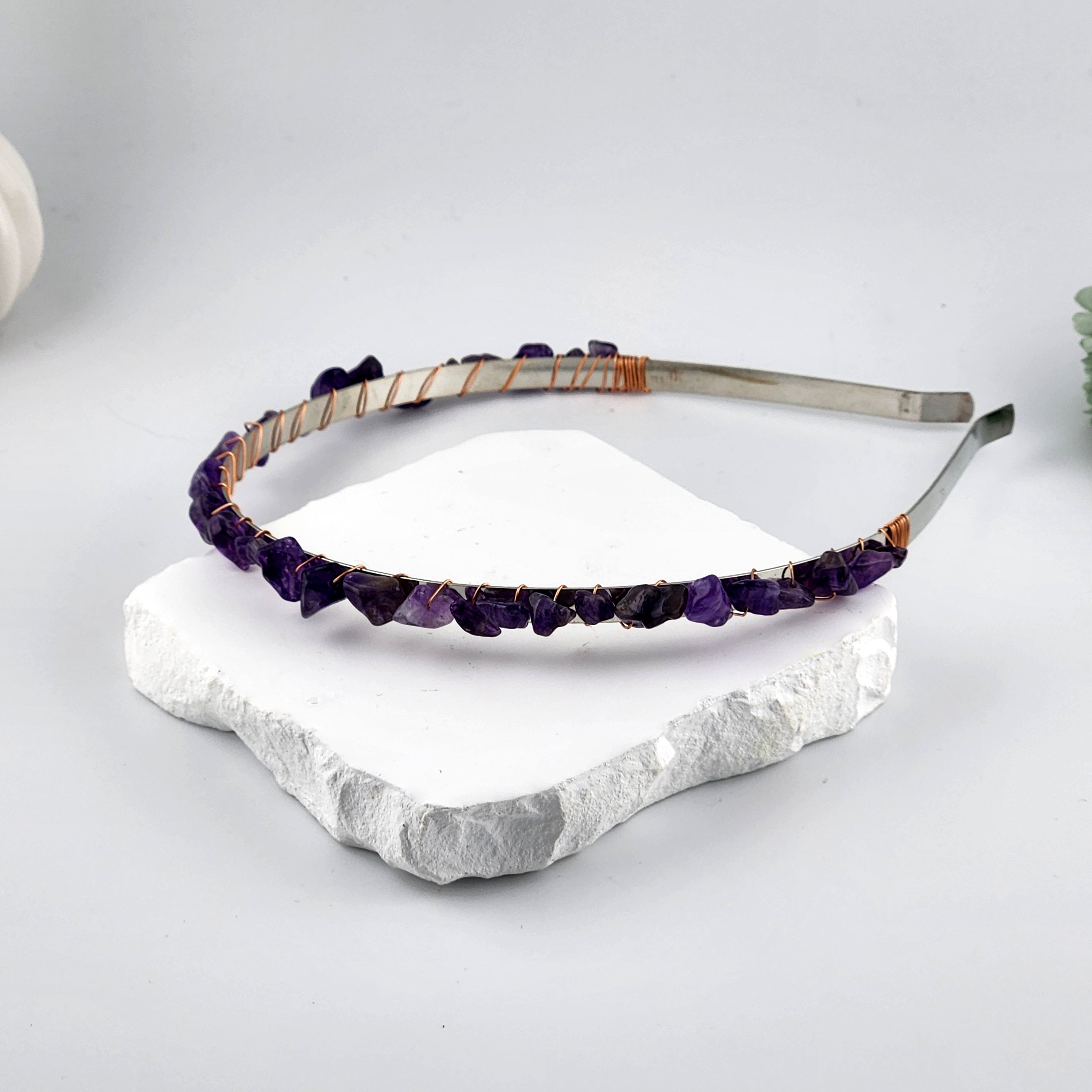 Amethyst Crystal Chip Headband
