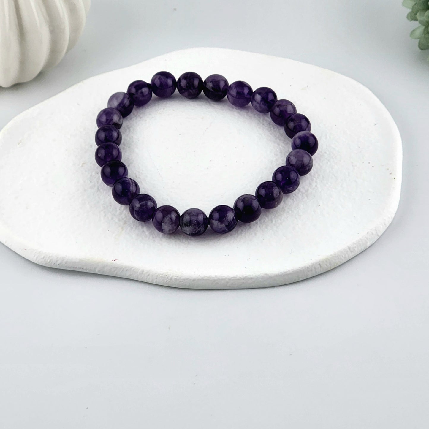 Amethyst Beaded Bracelet - 8mm