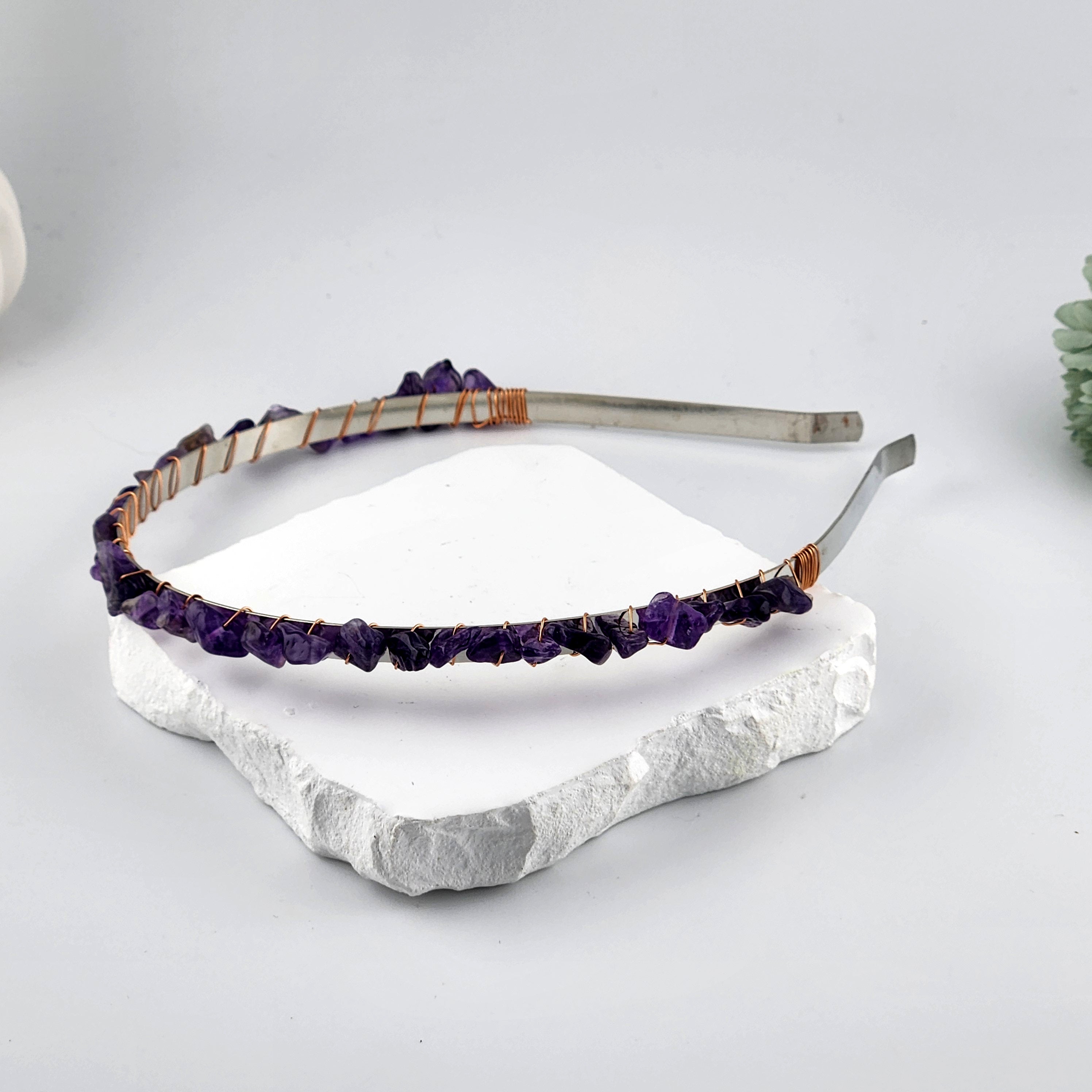 Amethyst Crystal Chip Headband