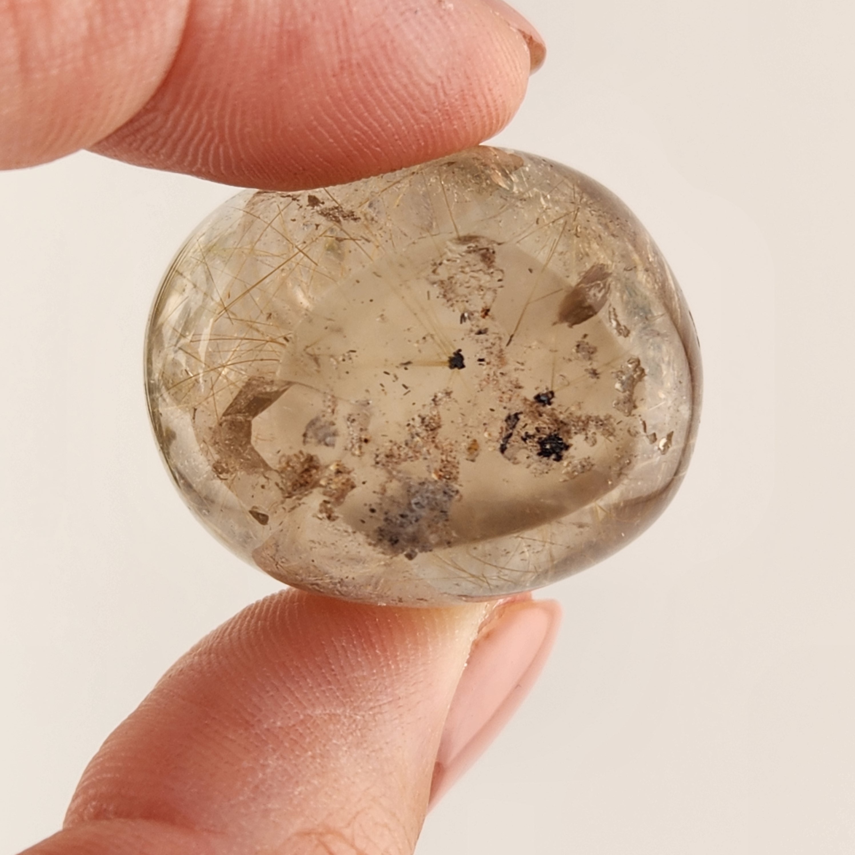 Gold Rutilated Smokey Quartz Tumble