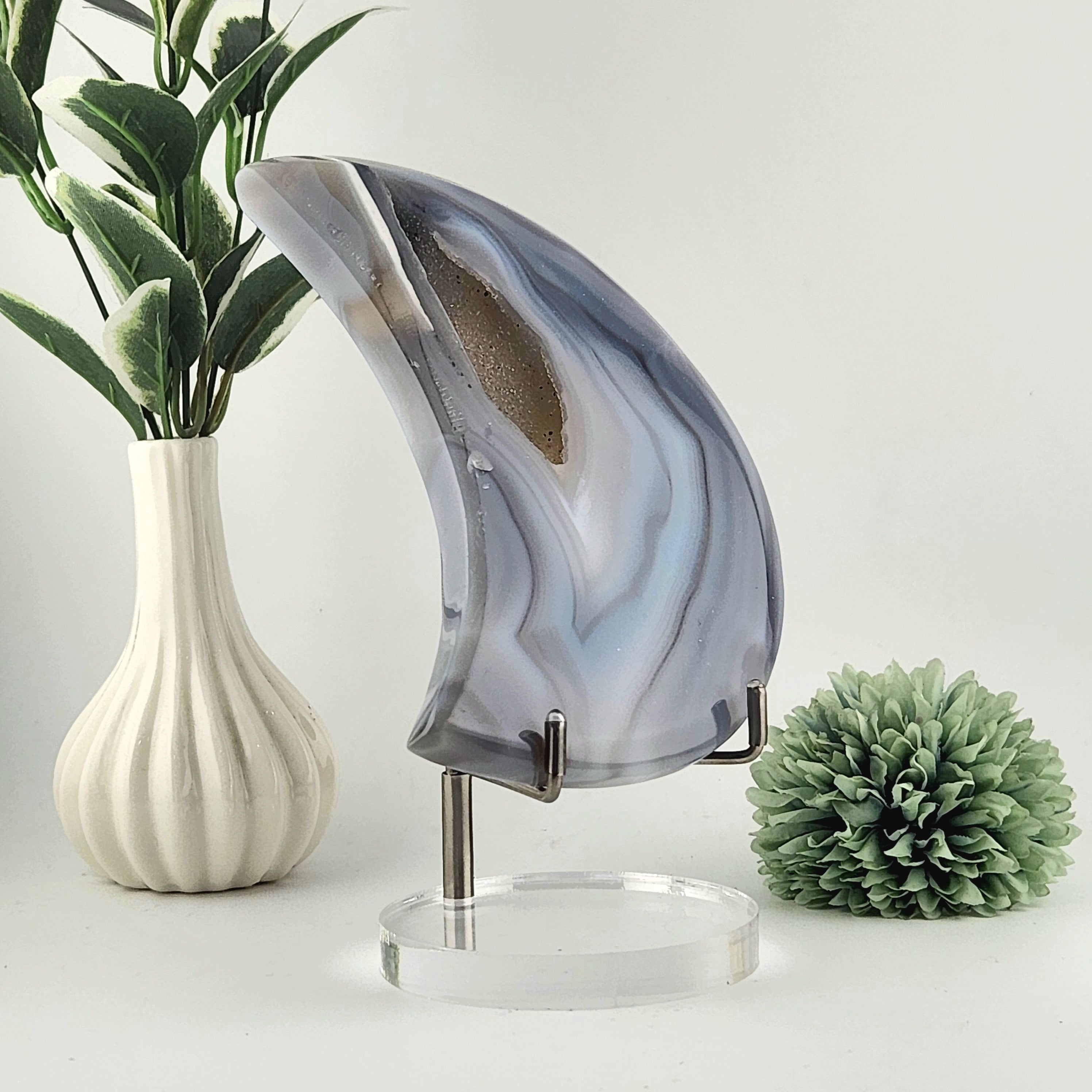 Druzy Agate Moon *Misfit - Scratch Marks In Polish*