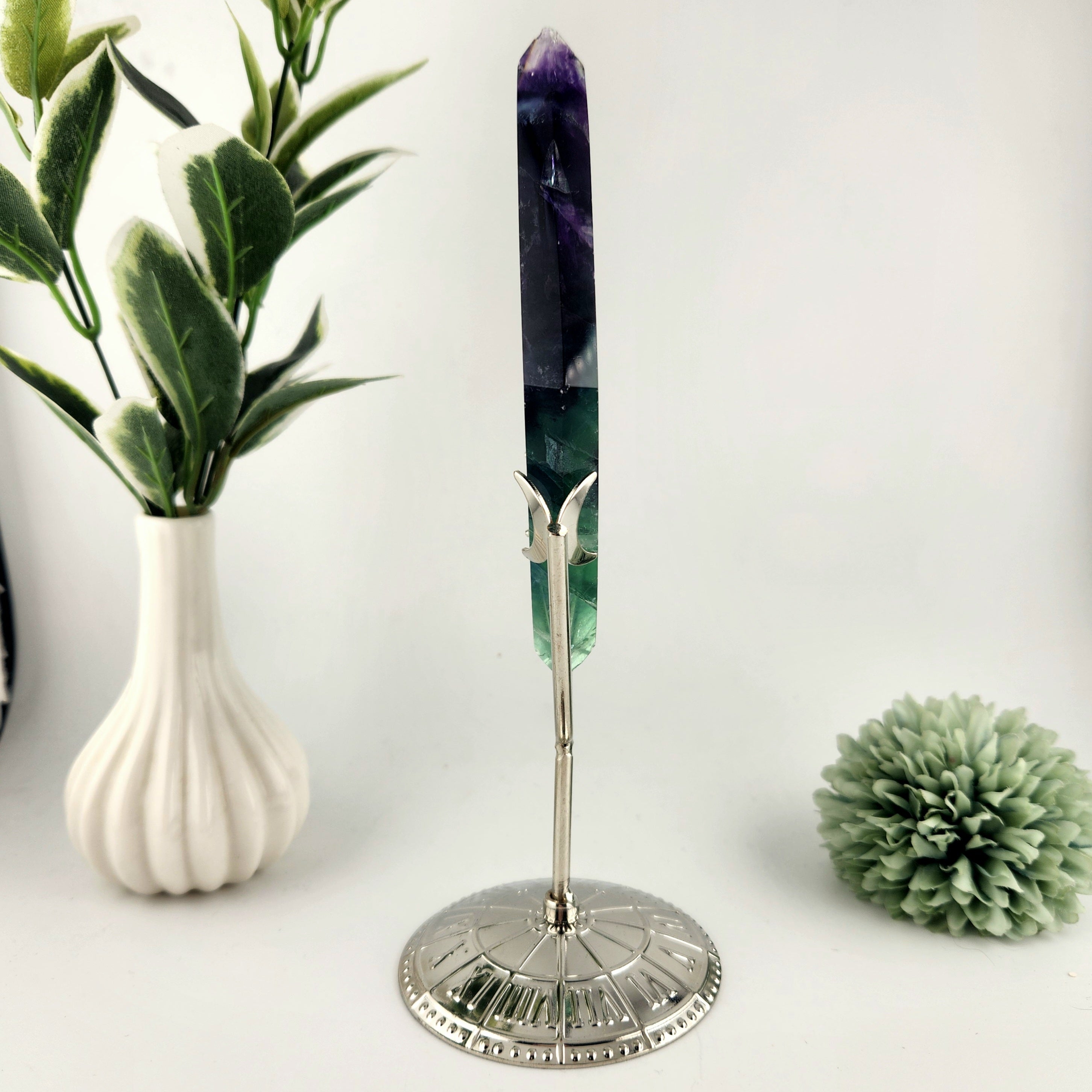 Fluorite Diamond On Silver Stand