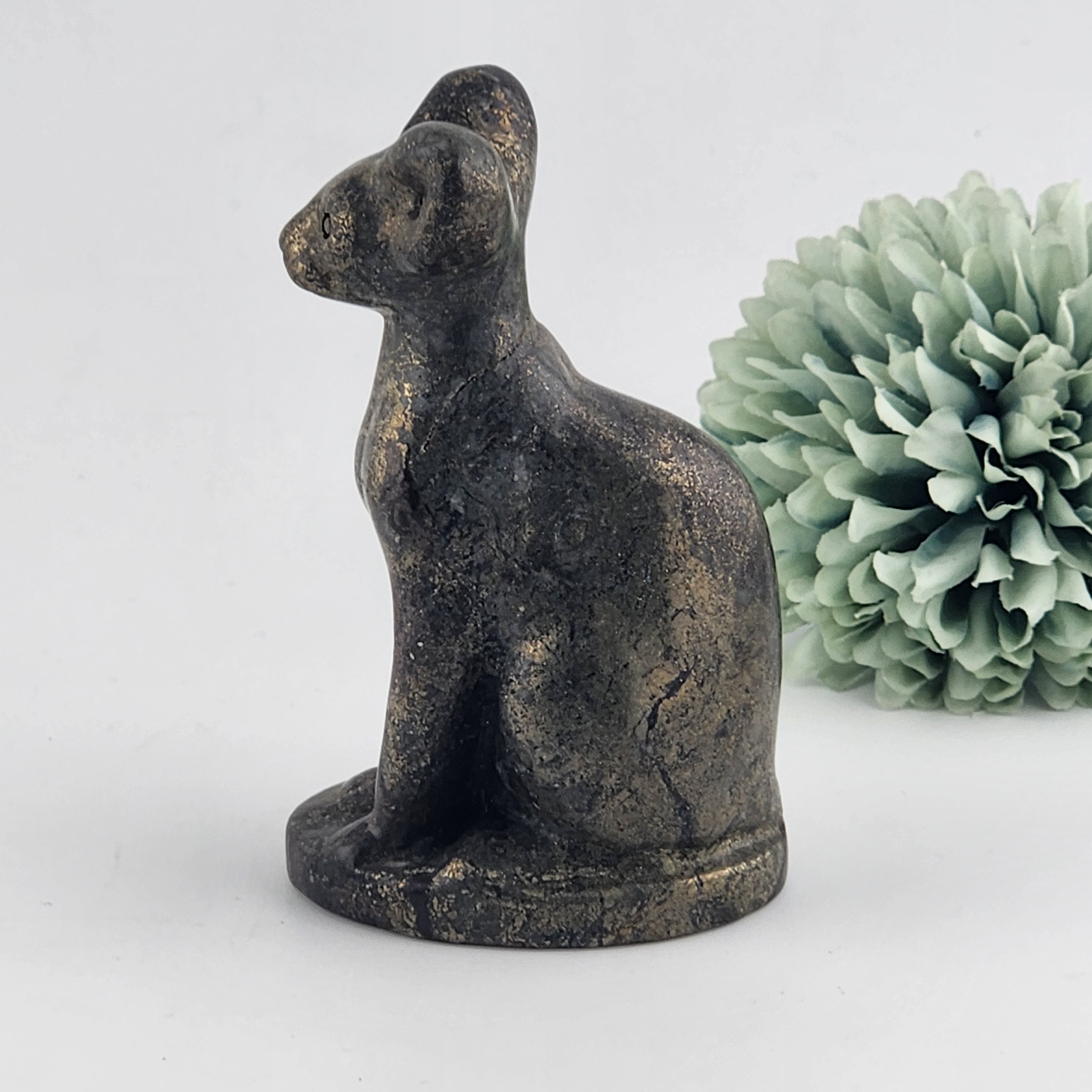Pyrite Sphynx Cat Carving