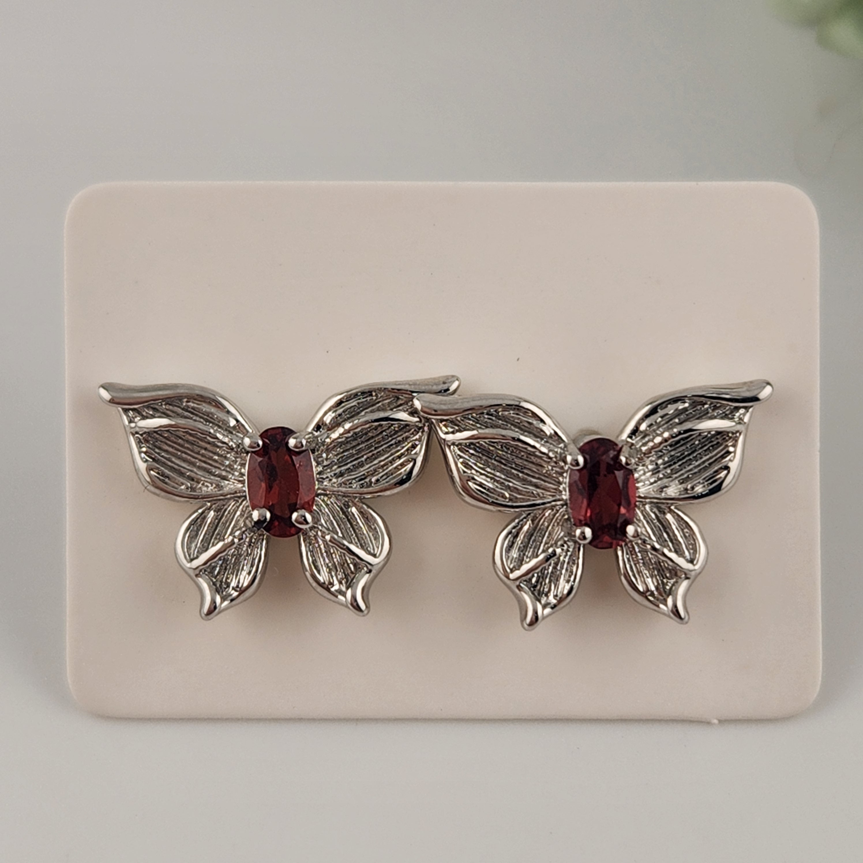 Garnet Butterfly S925 Earrings
