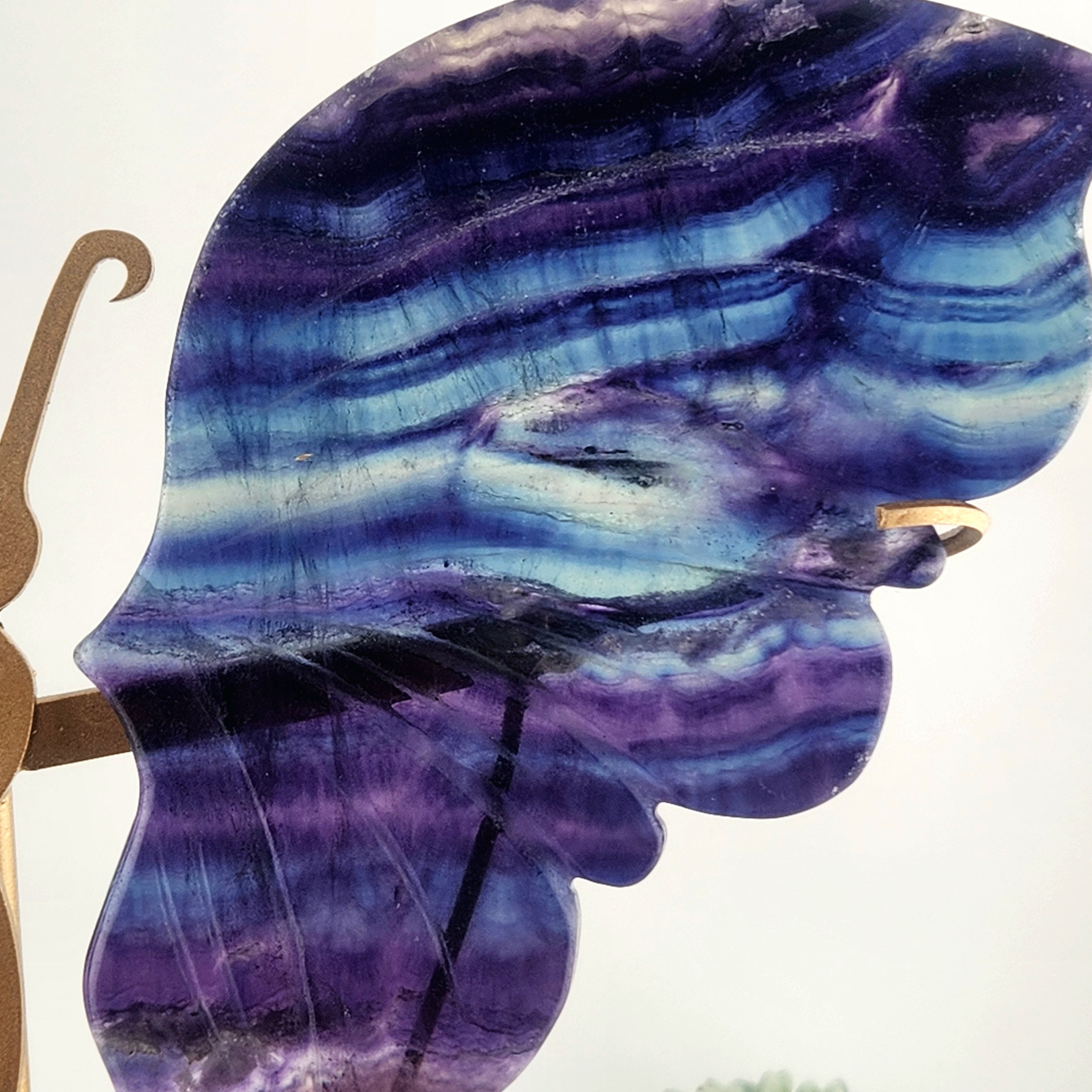 Fluorite Butterfly Wings On Custom Gold Stand
