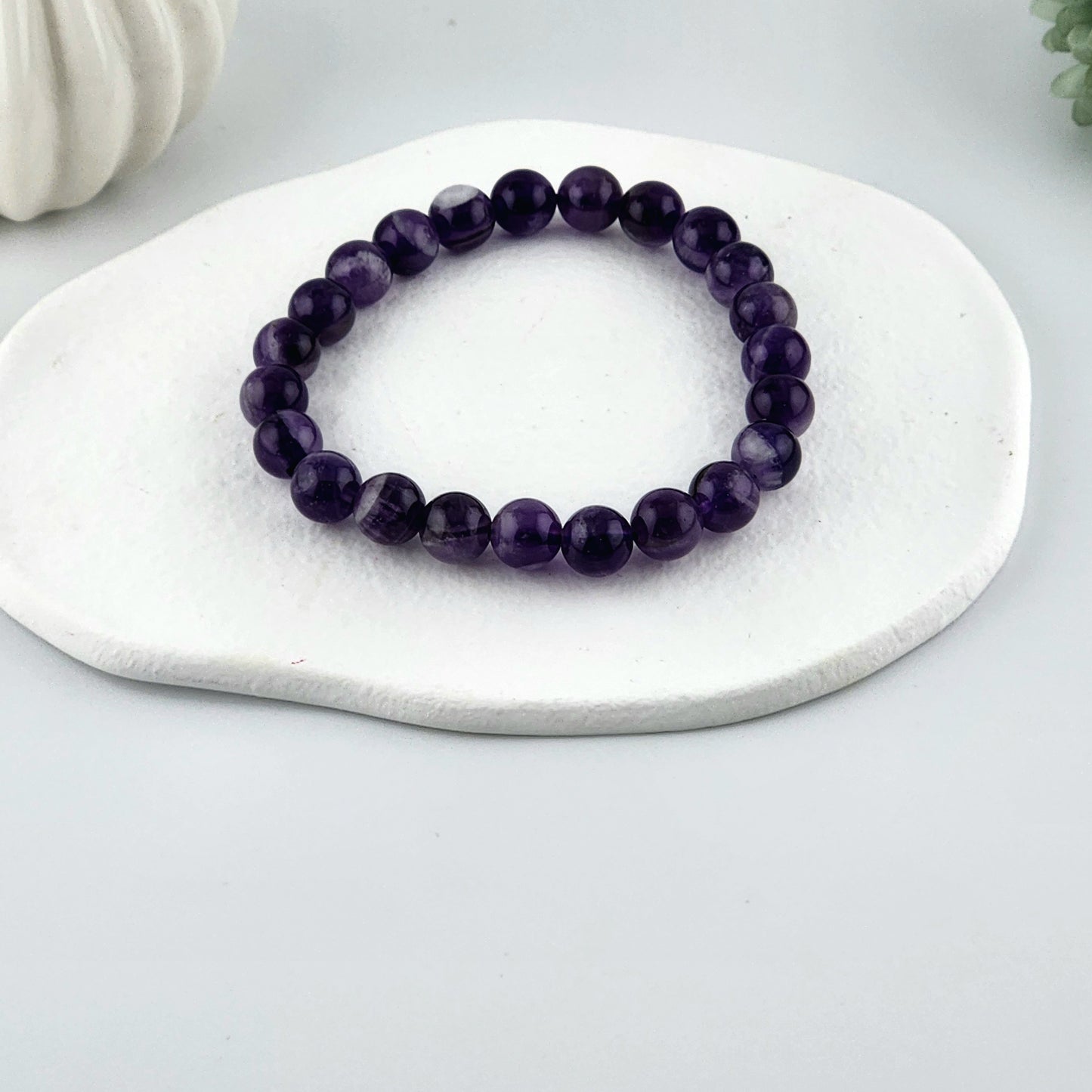 Amethyst Beaded Bracelet - 8mm