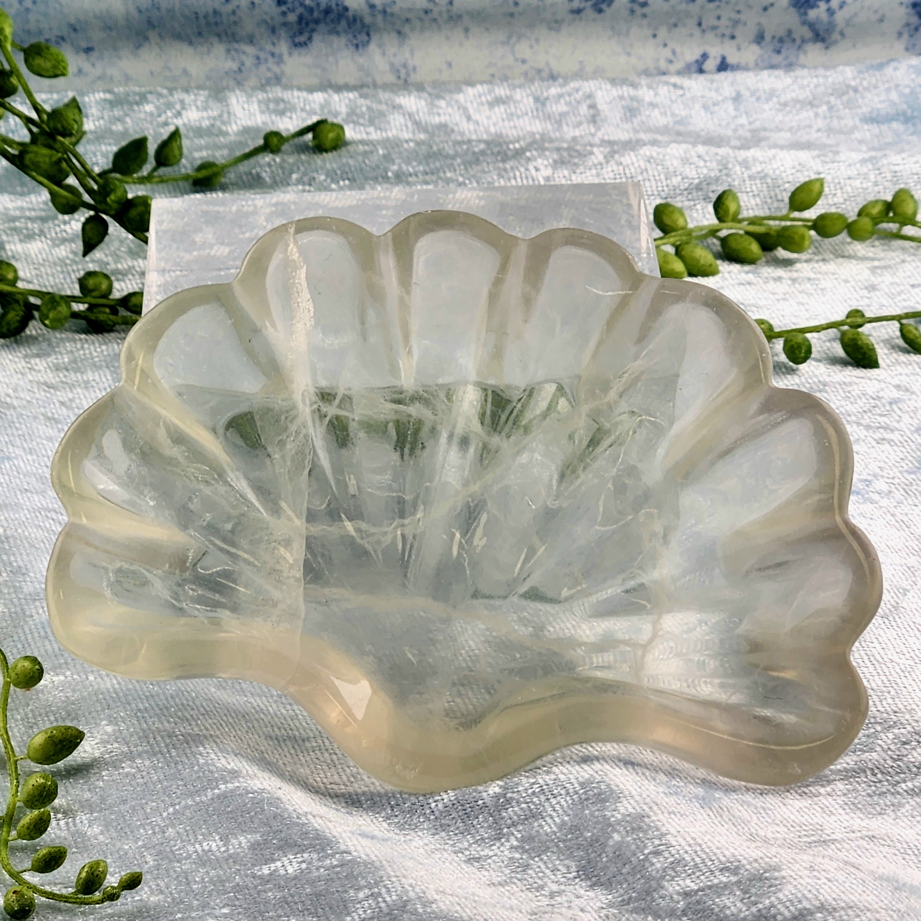Light Green Fluorite Shell Bowl