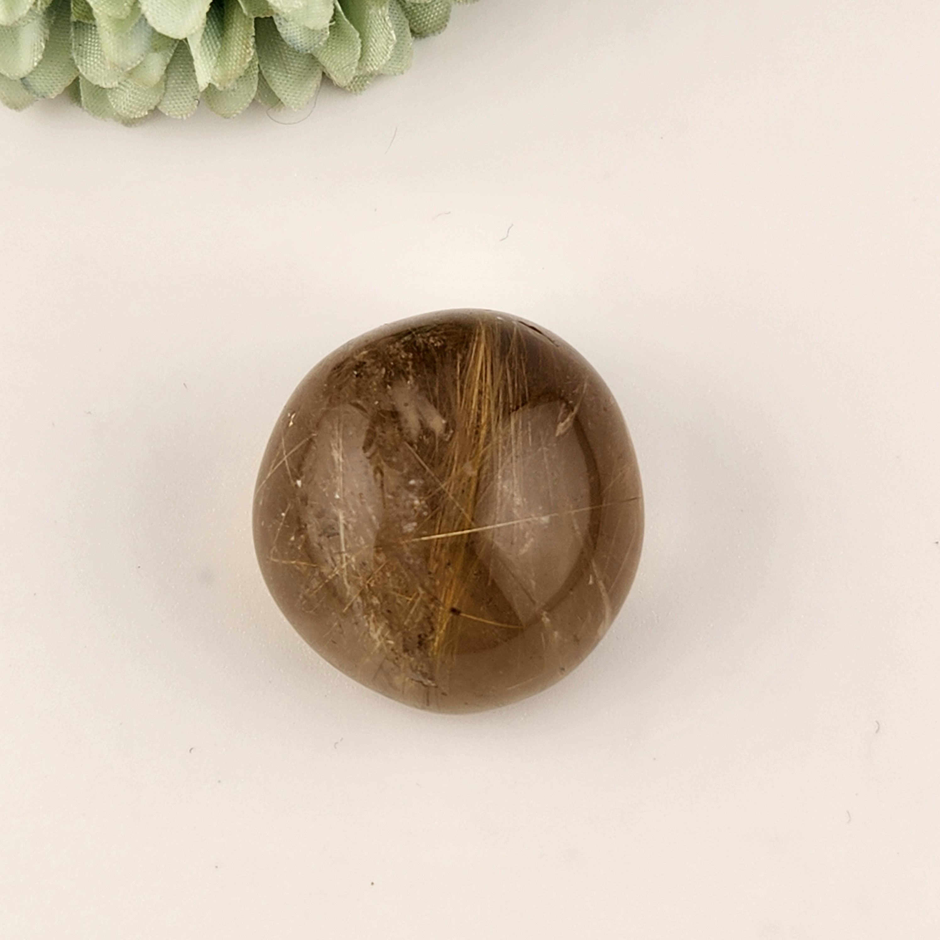 Gold Rutilated Smokey Quartz Tumble