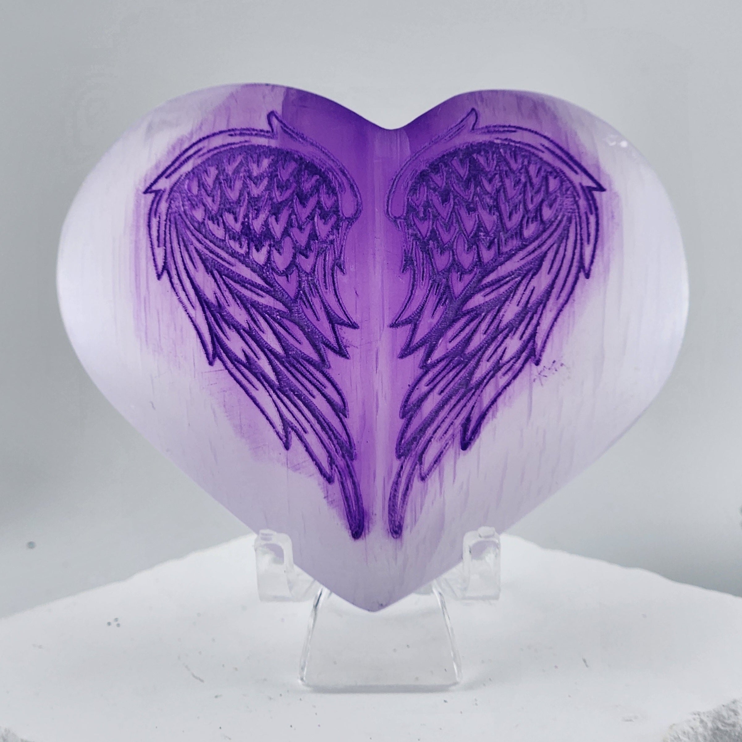 Selenite Angel Wing Heart