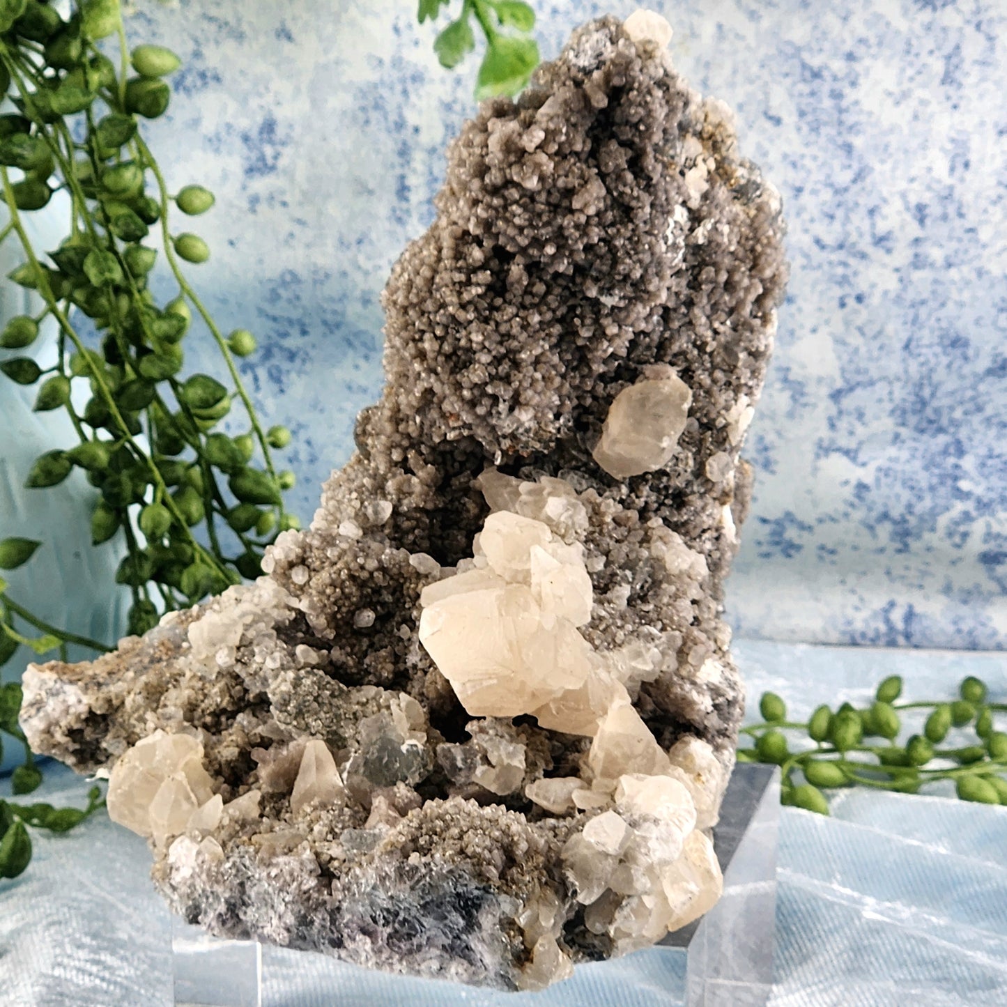 Green fluorite with Calcite Specimen