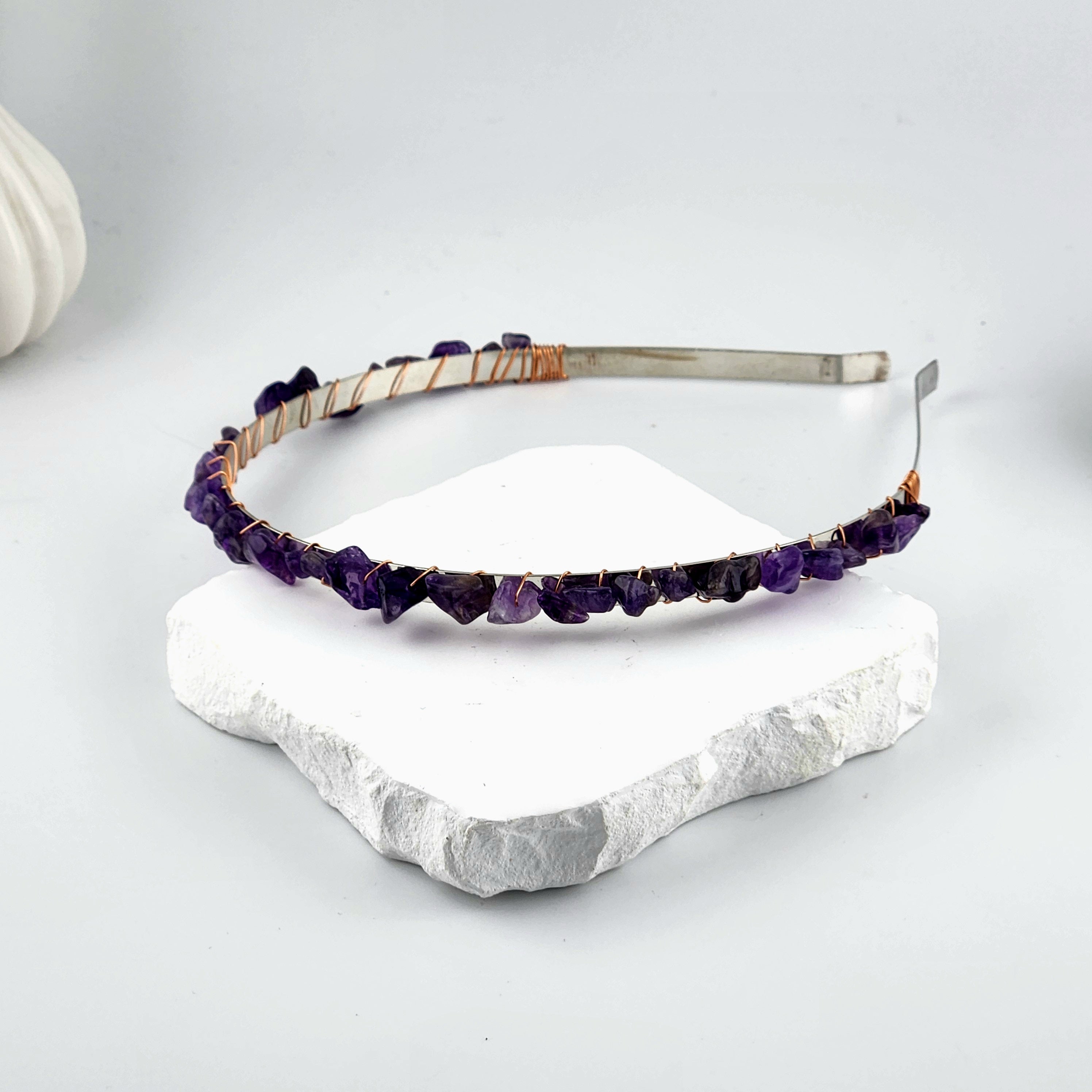 Amethyst Crystal Chip Headband