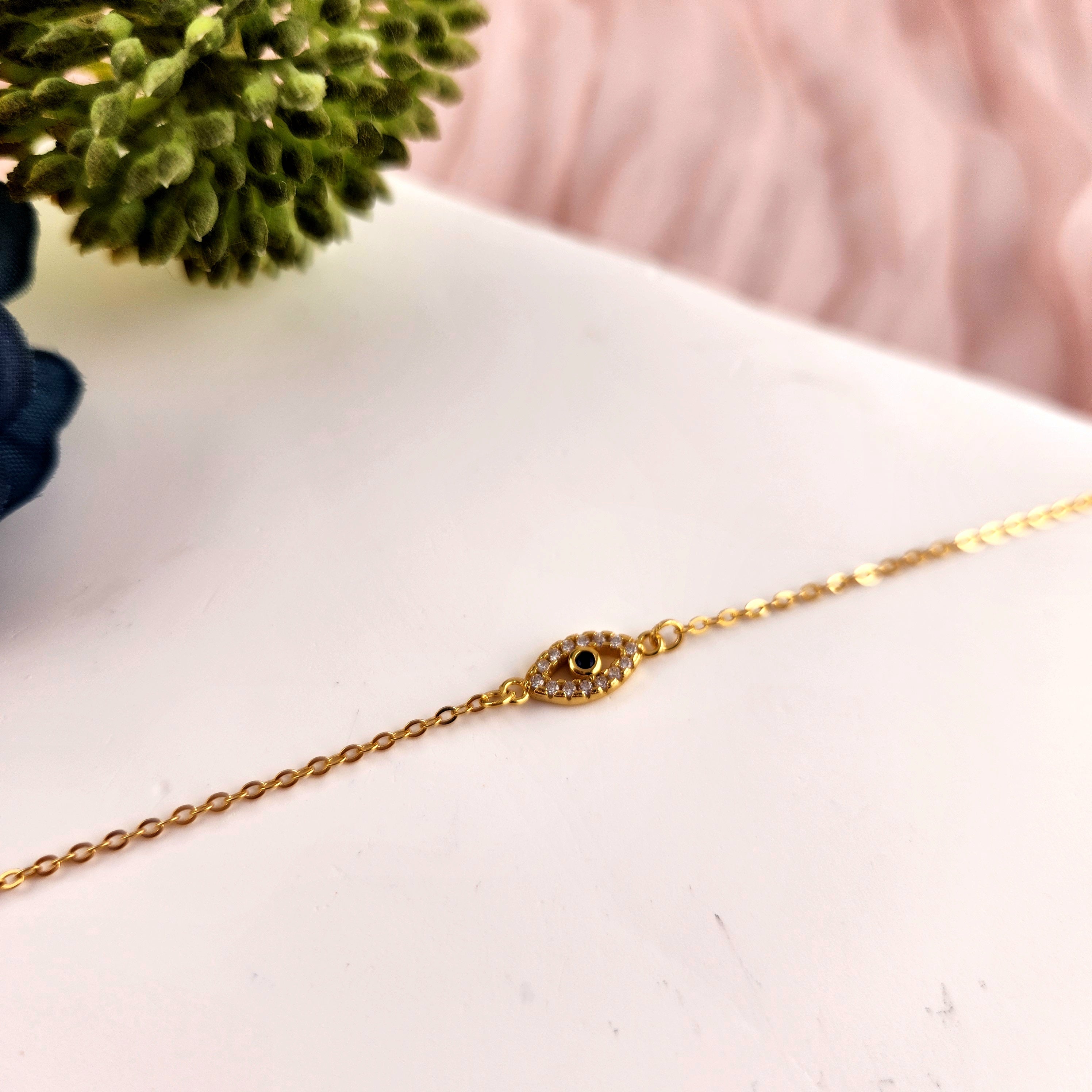 Single Evil Eye Bracelet - Gold Plated S925