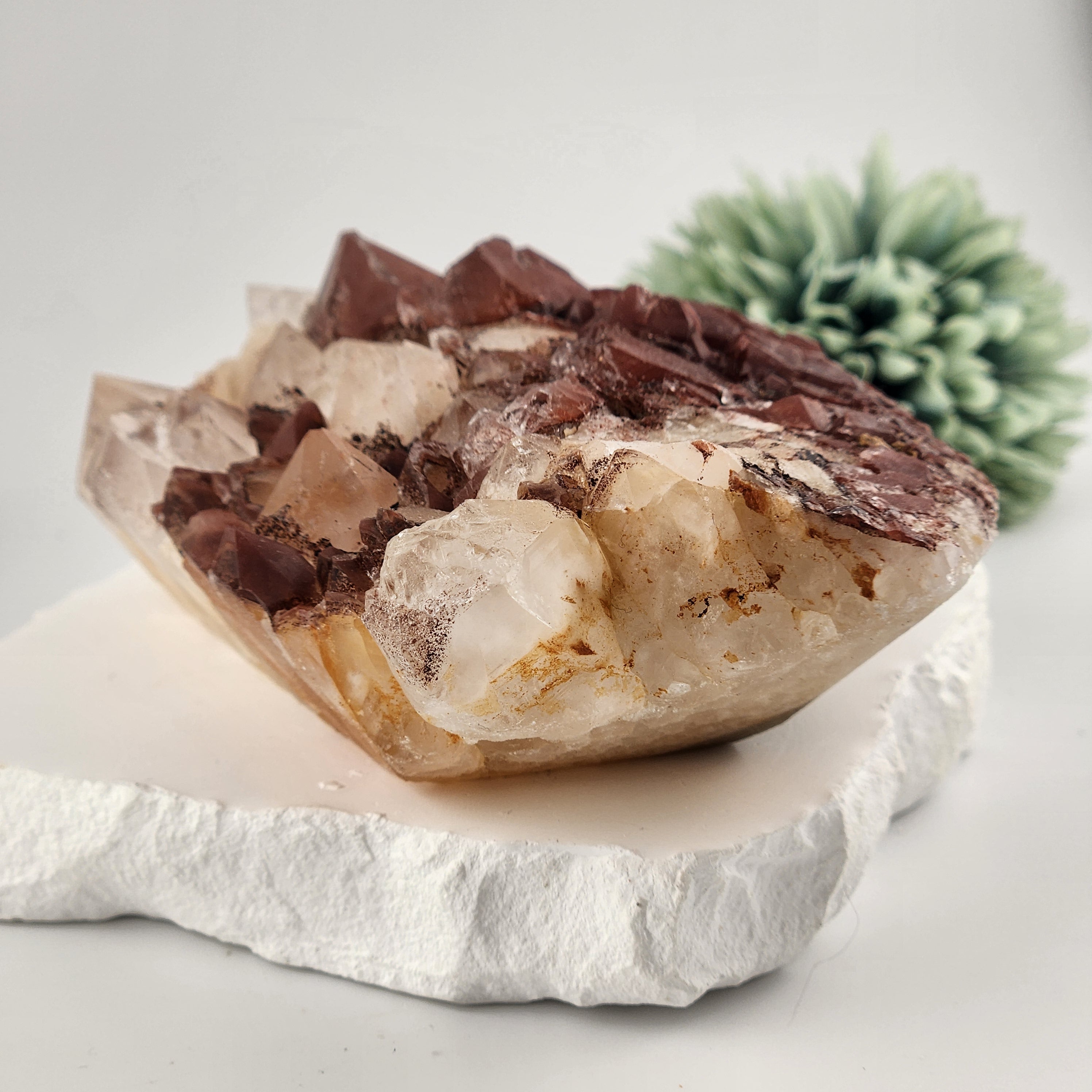 Red Calcite With Quartz Specimen