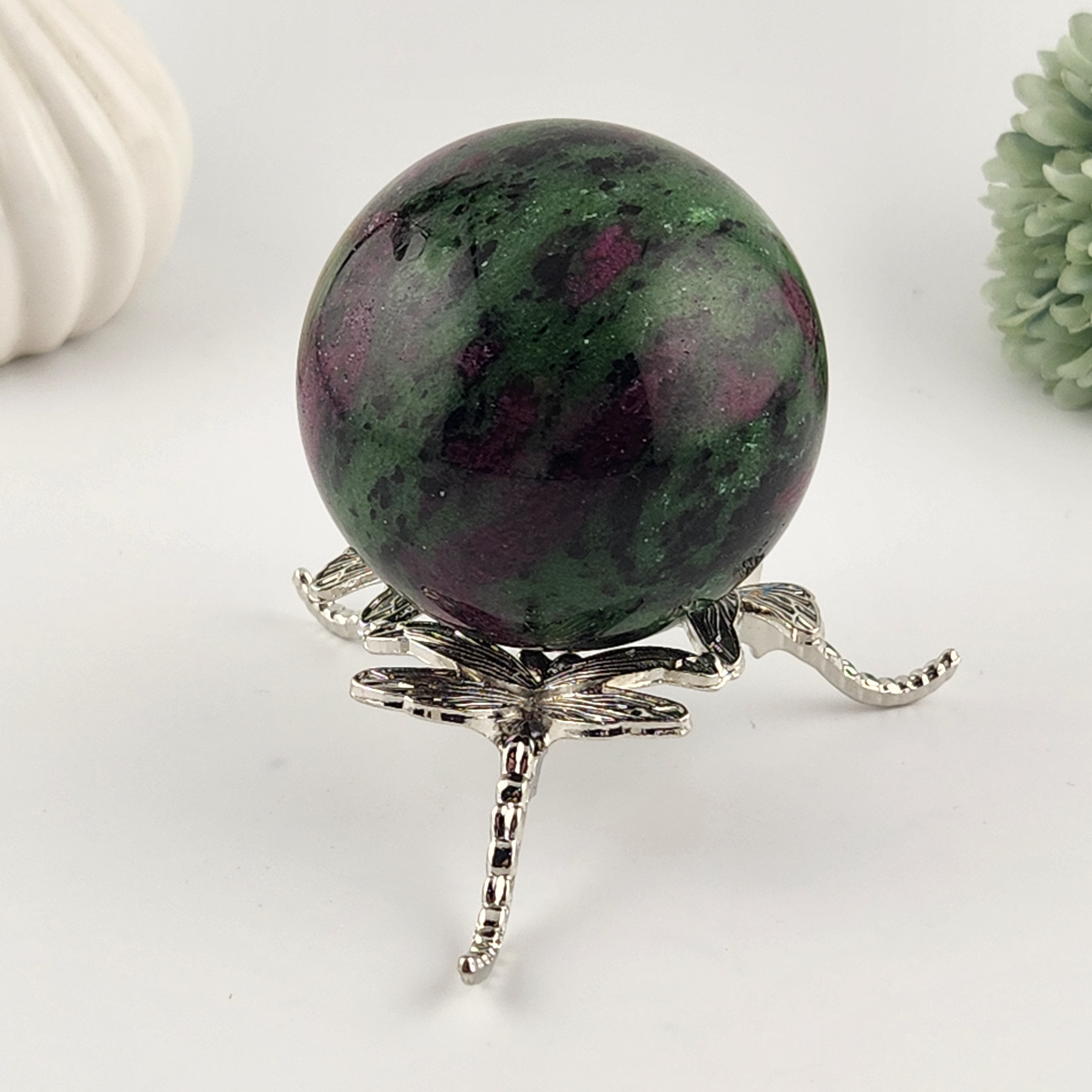 Silver Dragonfly Sphere Stand