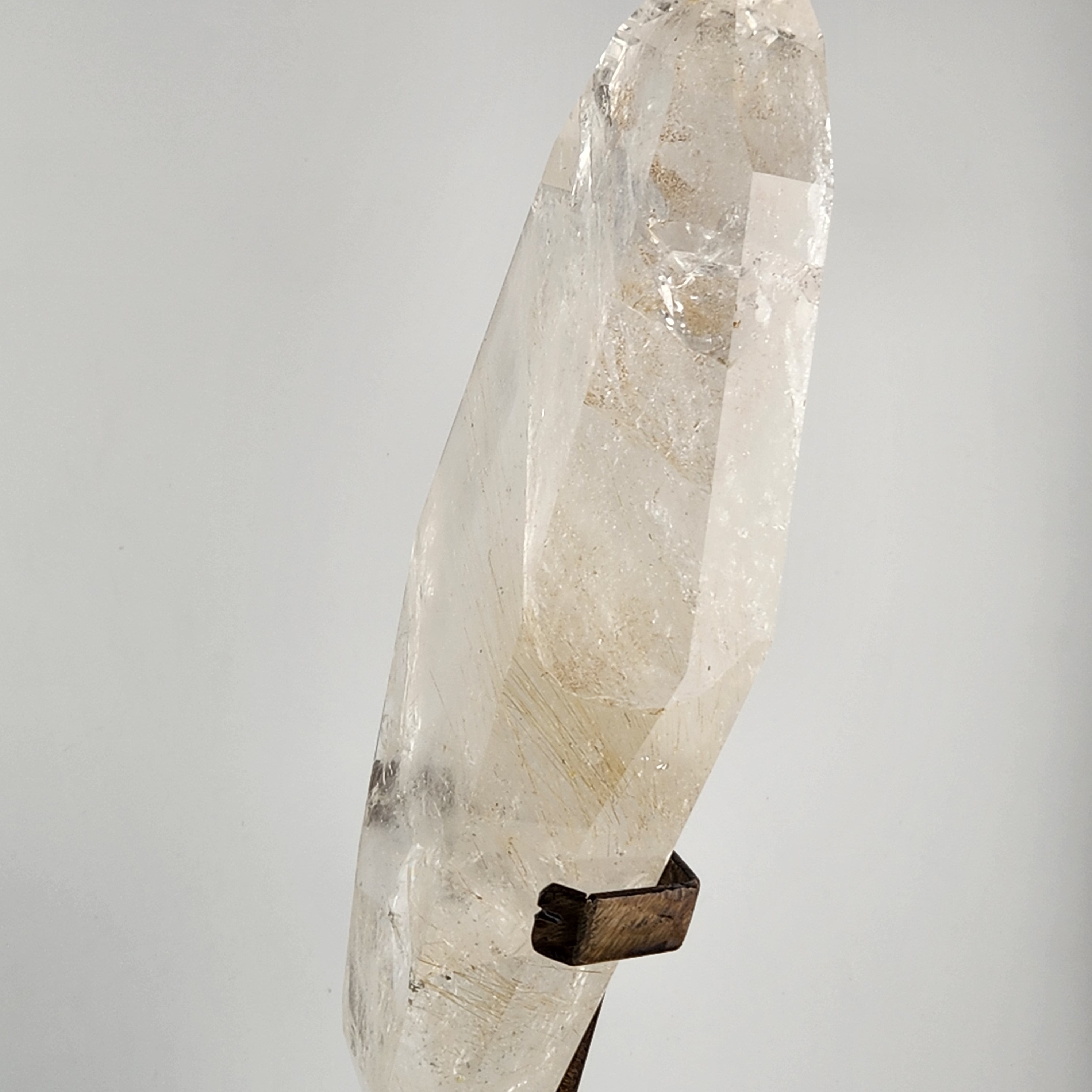 Gold Rutile Clear Quartz Statement Freeform On Custom Stand