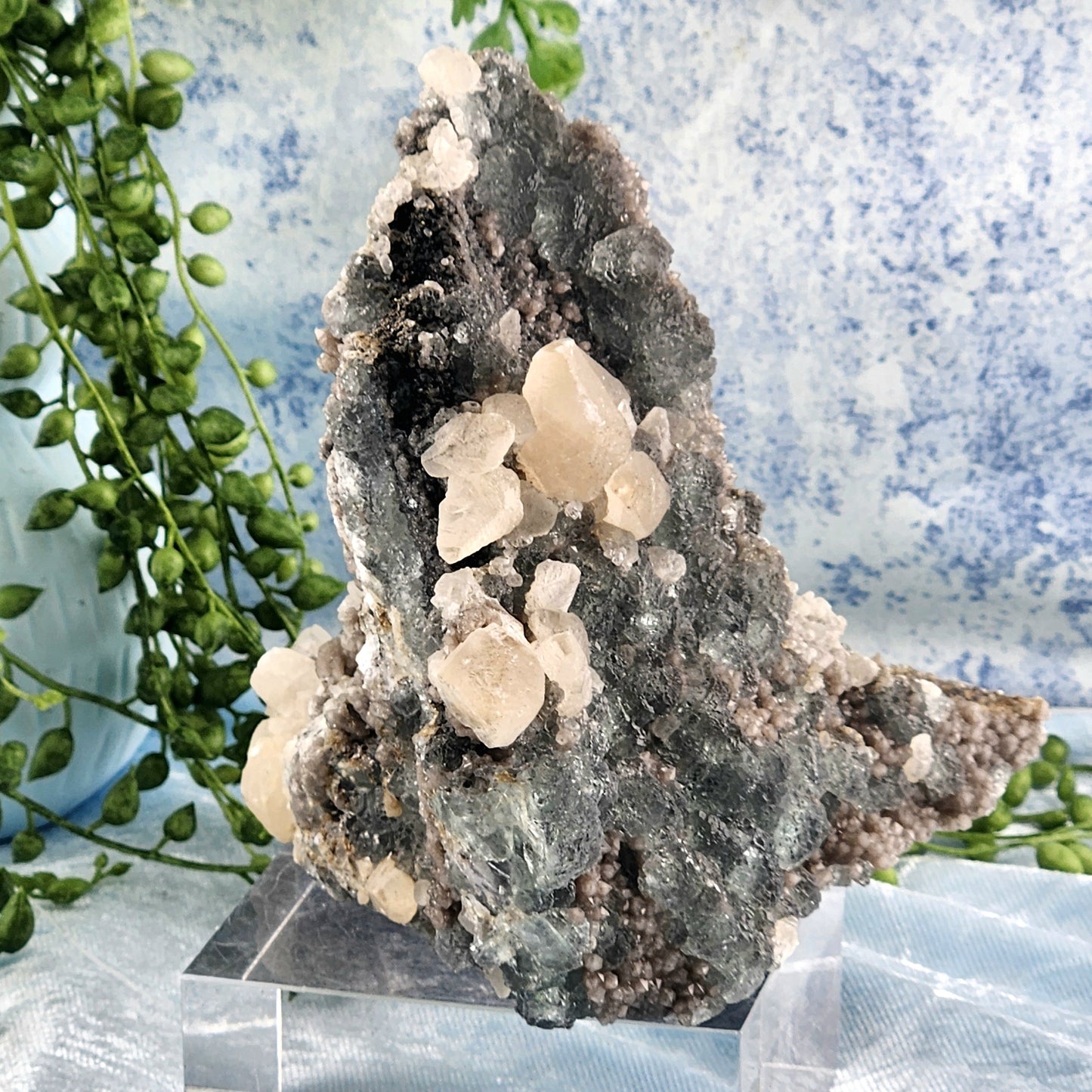 Green fluorite with Calcite Specimen