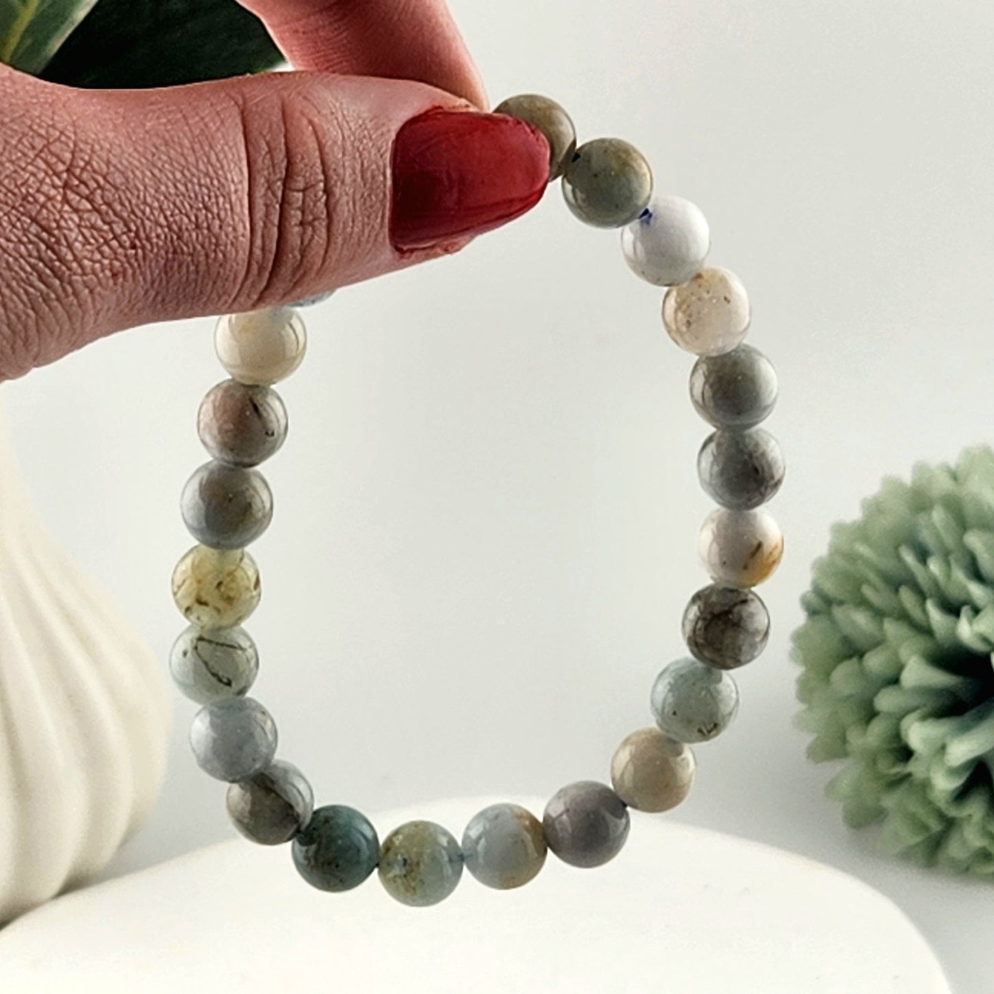 Aquamarine Beaded Bracelet - 8mm