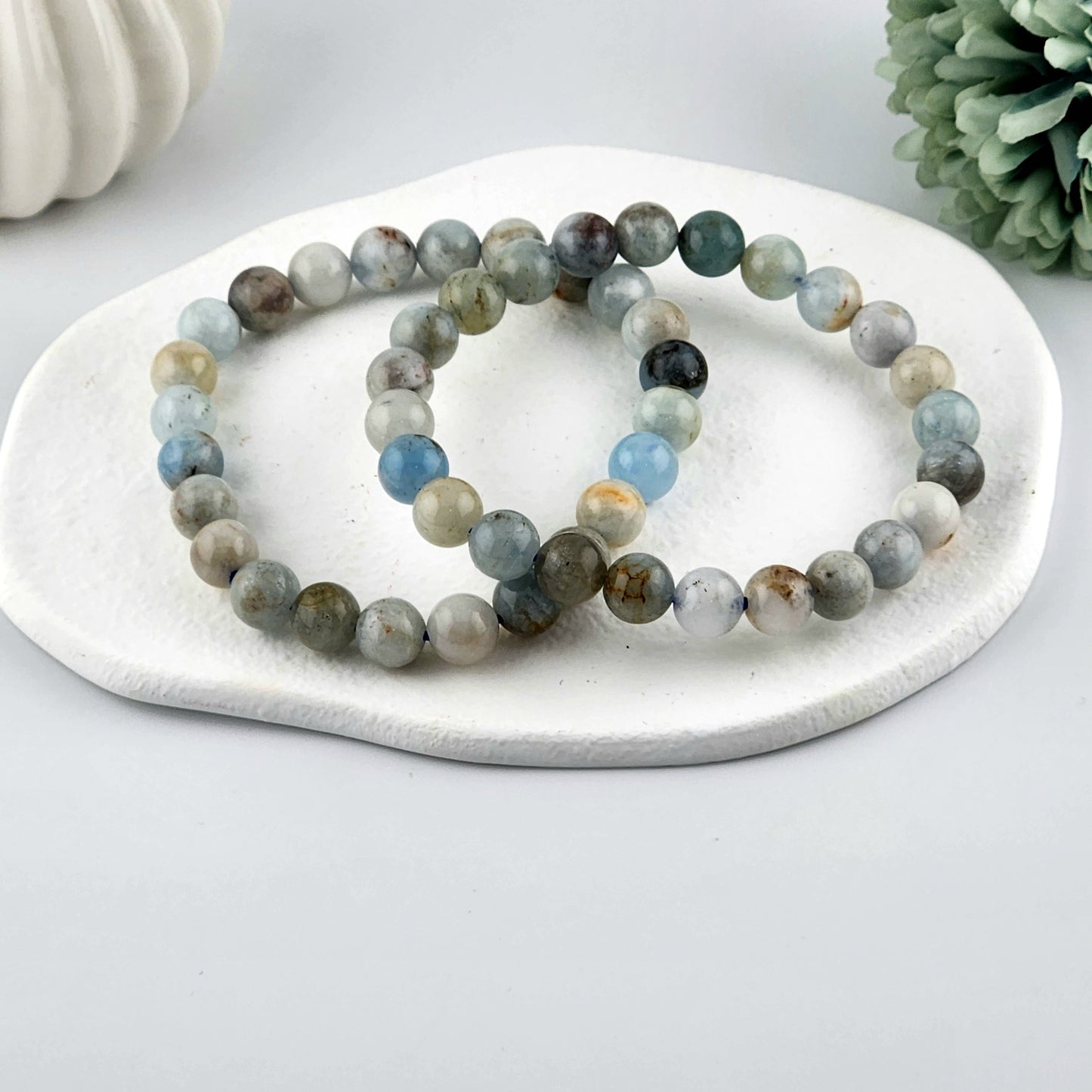 Aquamarine Beaded Bracelet - 8mm