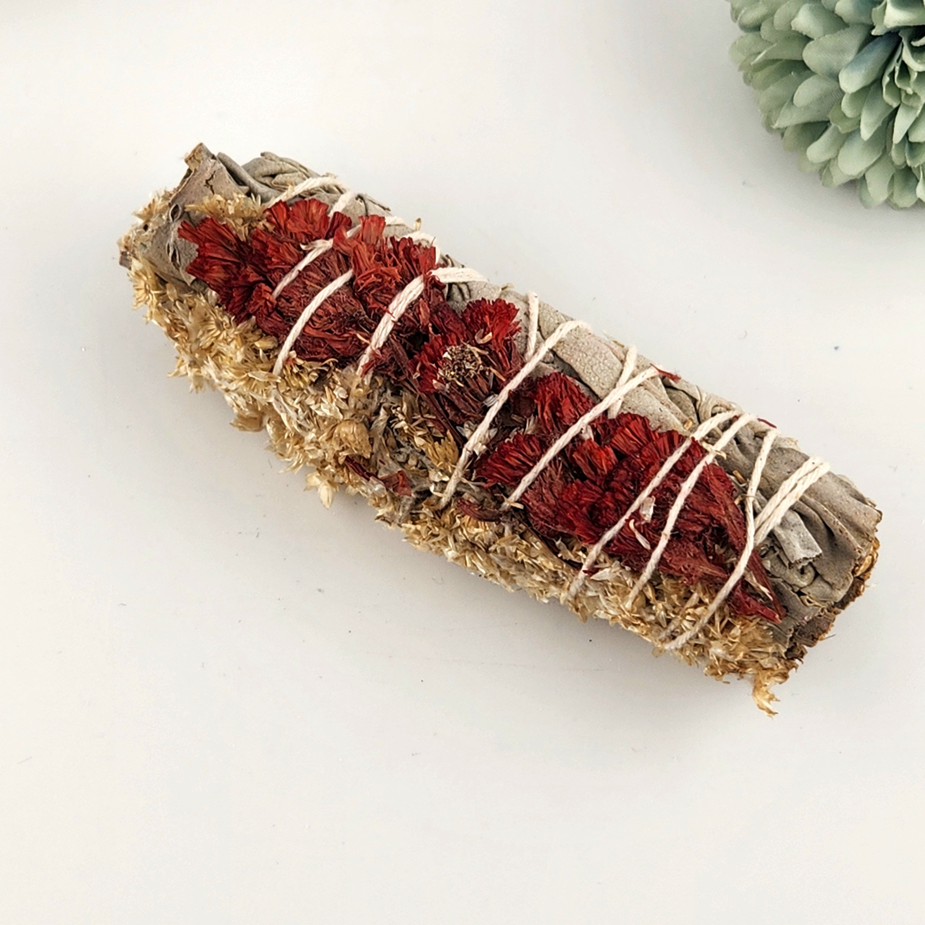 Sage - White Sage & Red Flowers