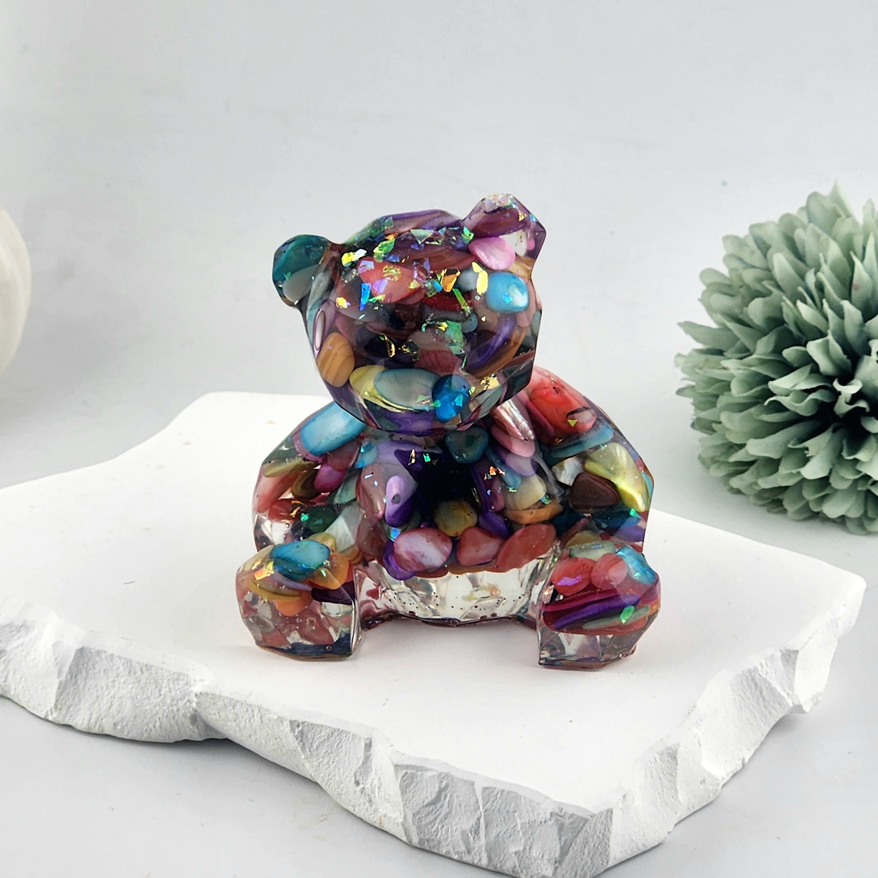 Rainbow Shell Chip Resin Teddy Bear