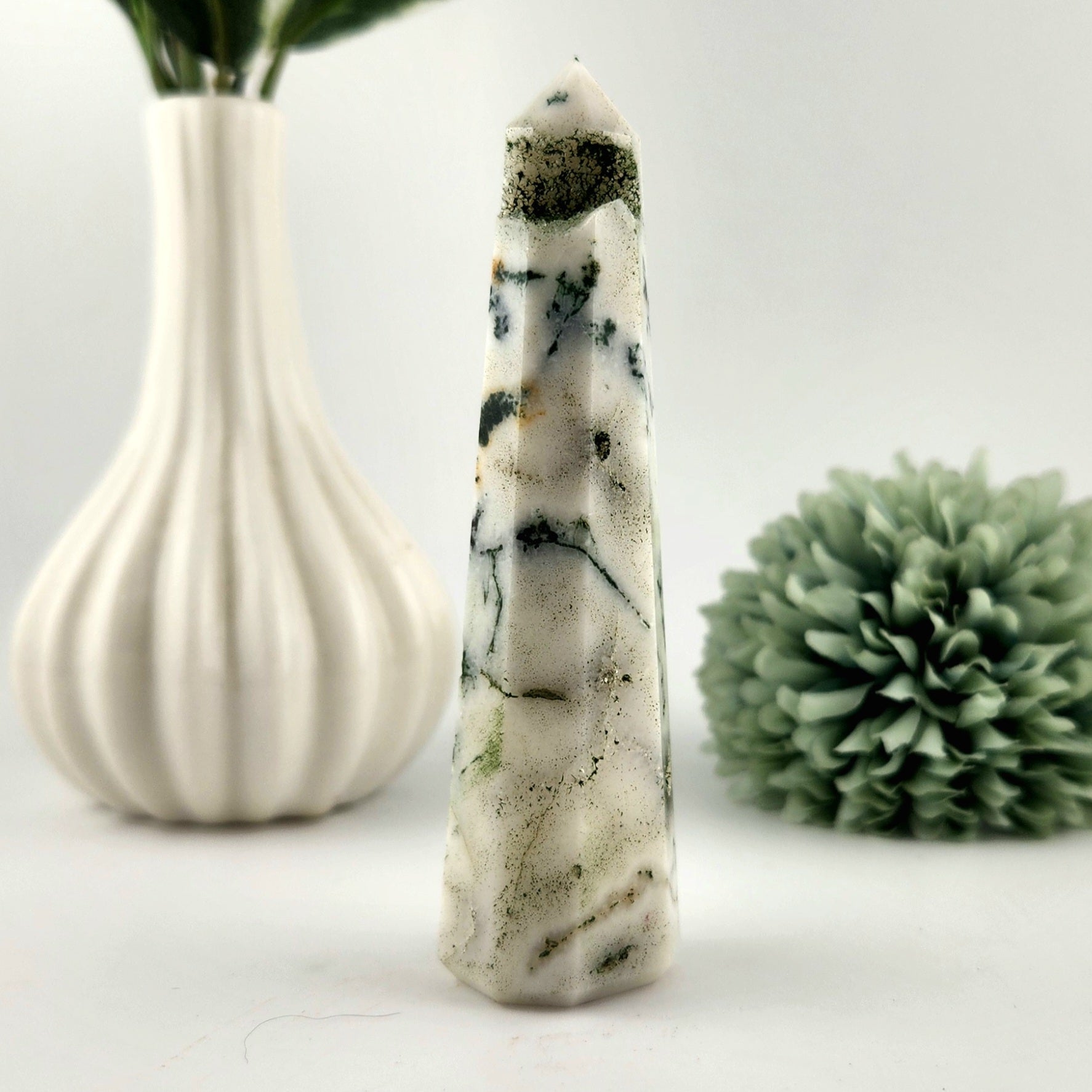Moss Agate Small Obelisk