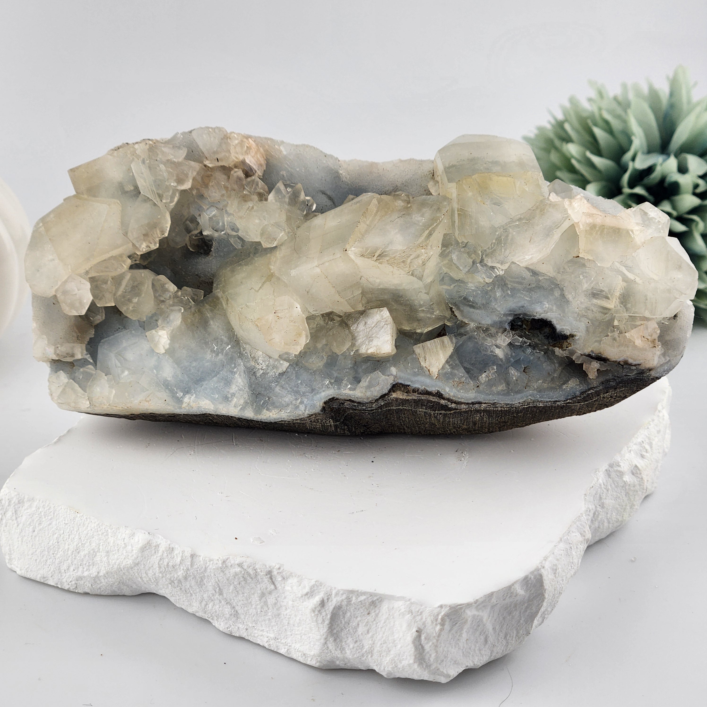 Blue Chalcedony with apophyllite Specimen