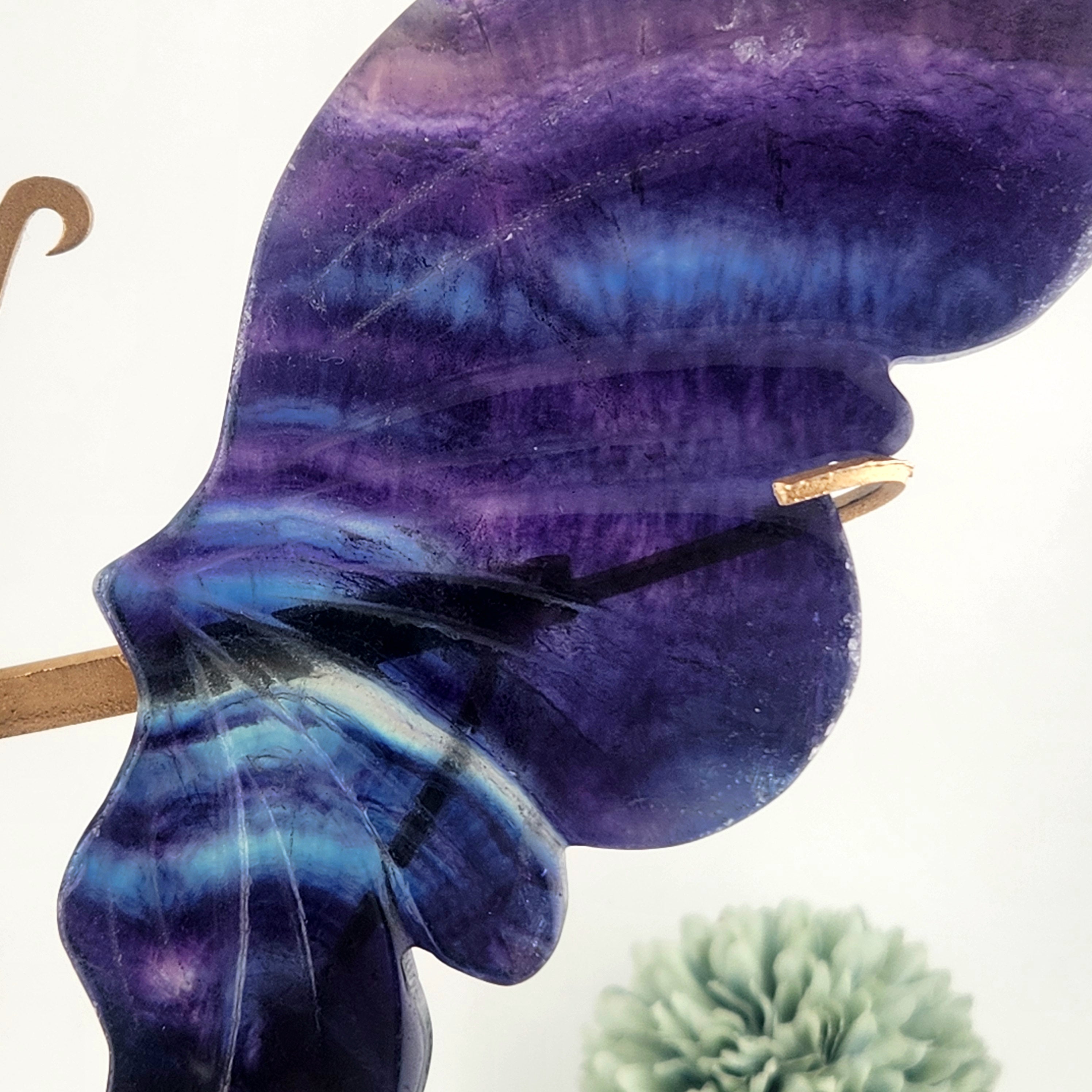 Fluorite Butterfly Wings On Custom Gold Stand
