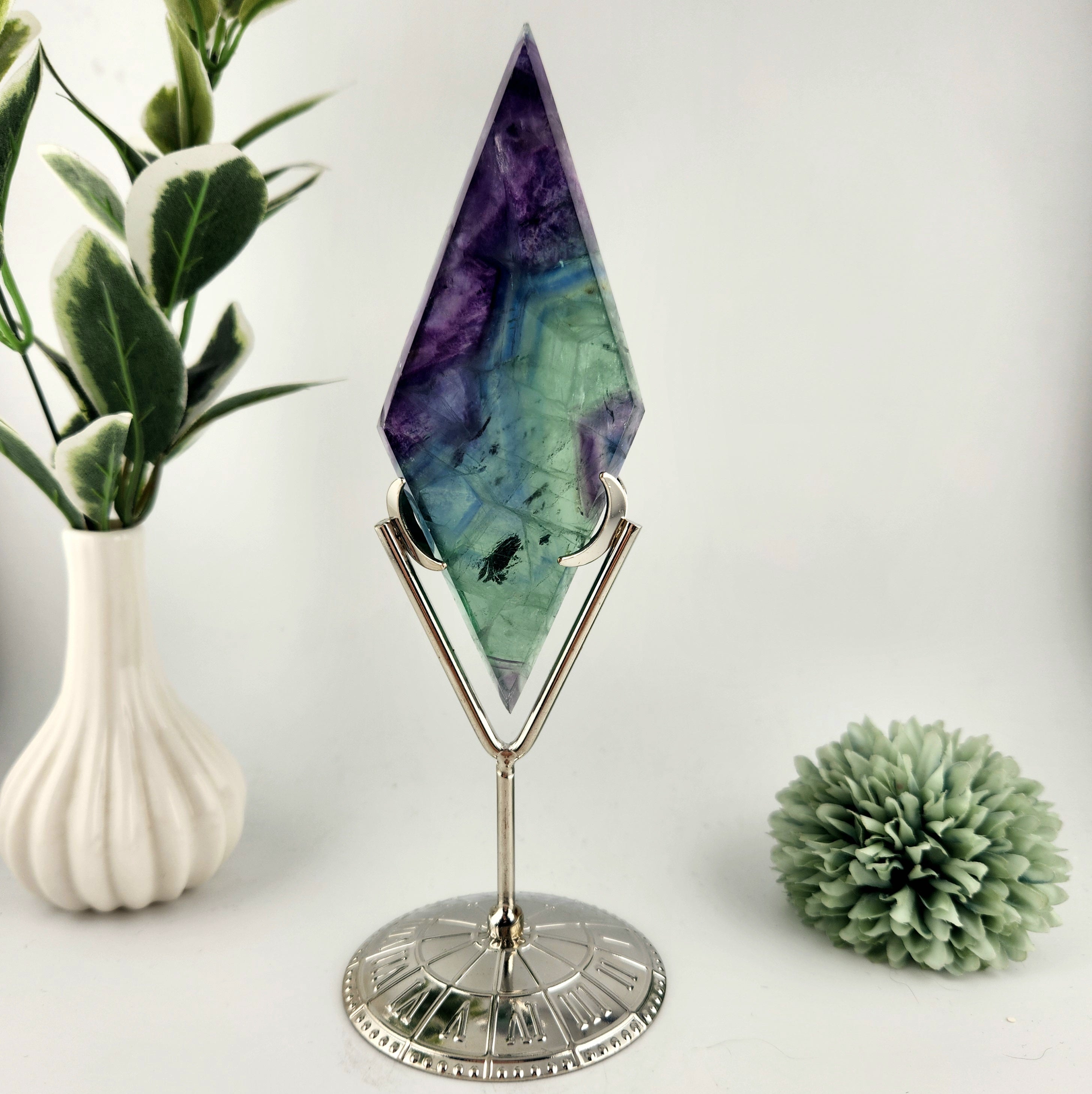 Fluorite Diamond On Silver Stand *Misfit - small chip*