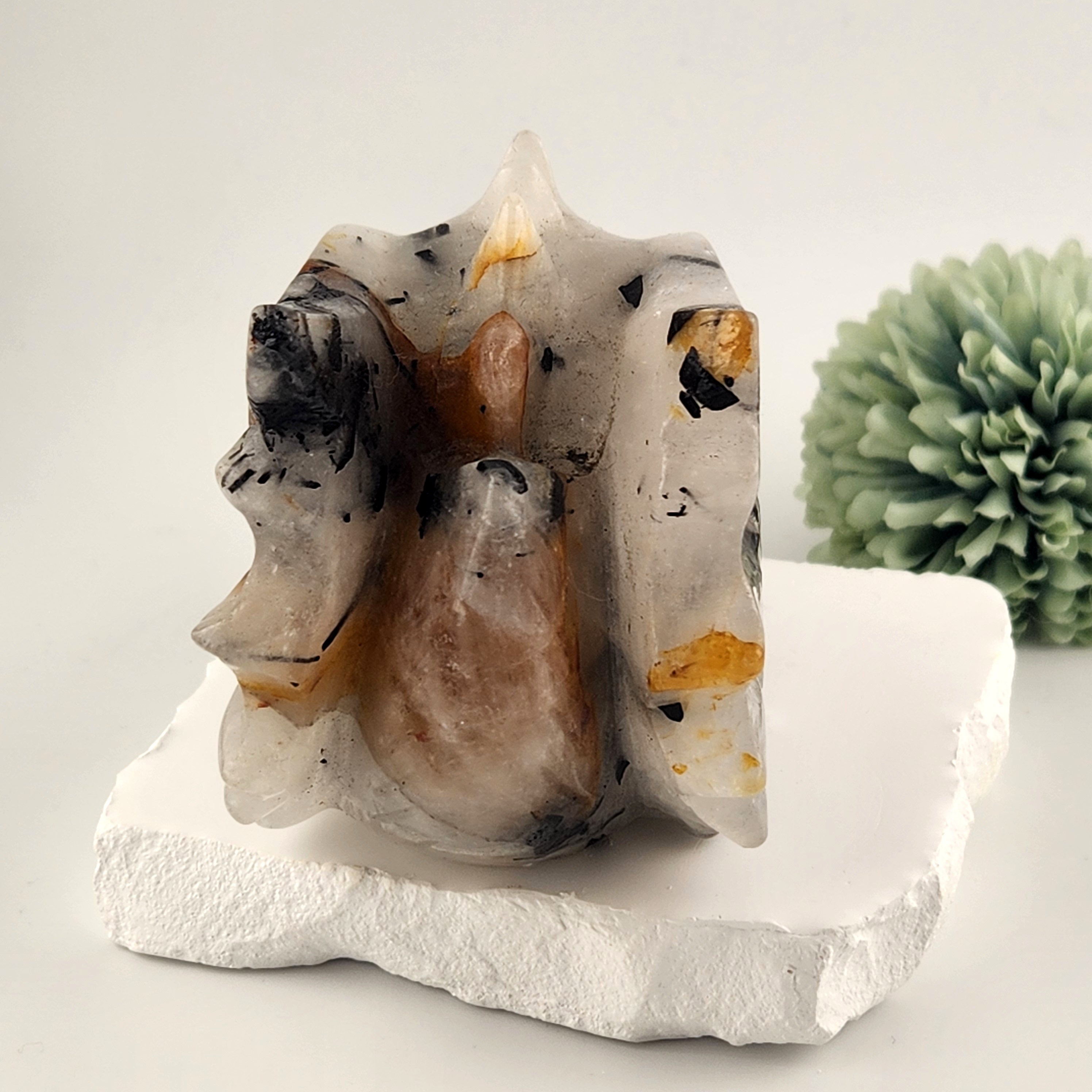 Black Rutile in Clear Quartz Dragon Head