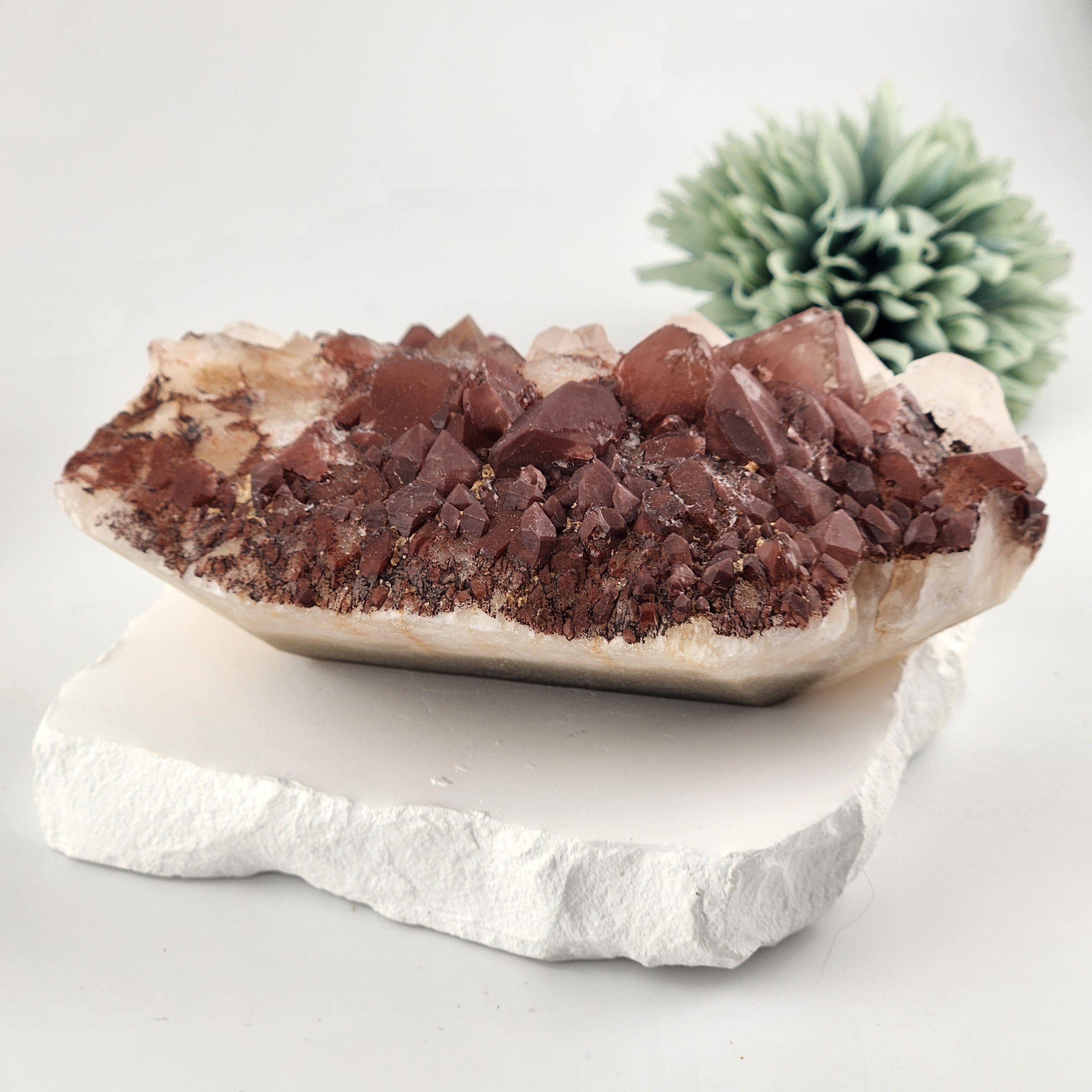 Red Calcite With Quartz Specimen