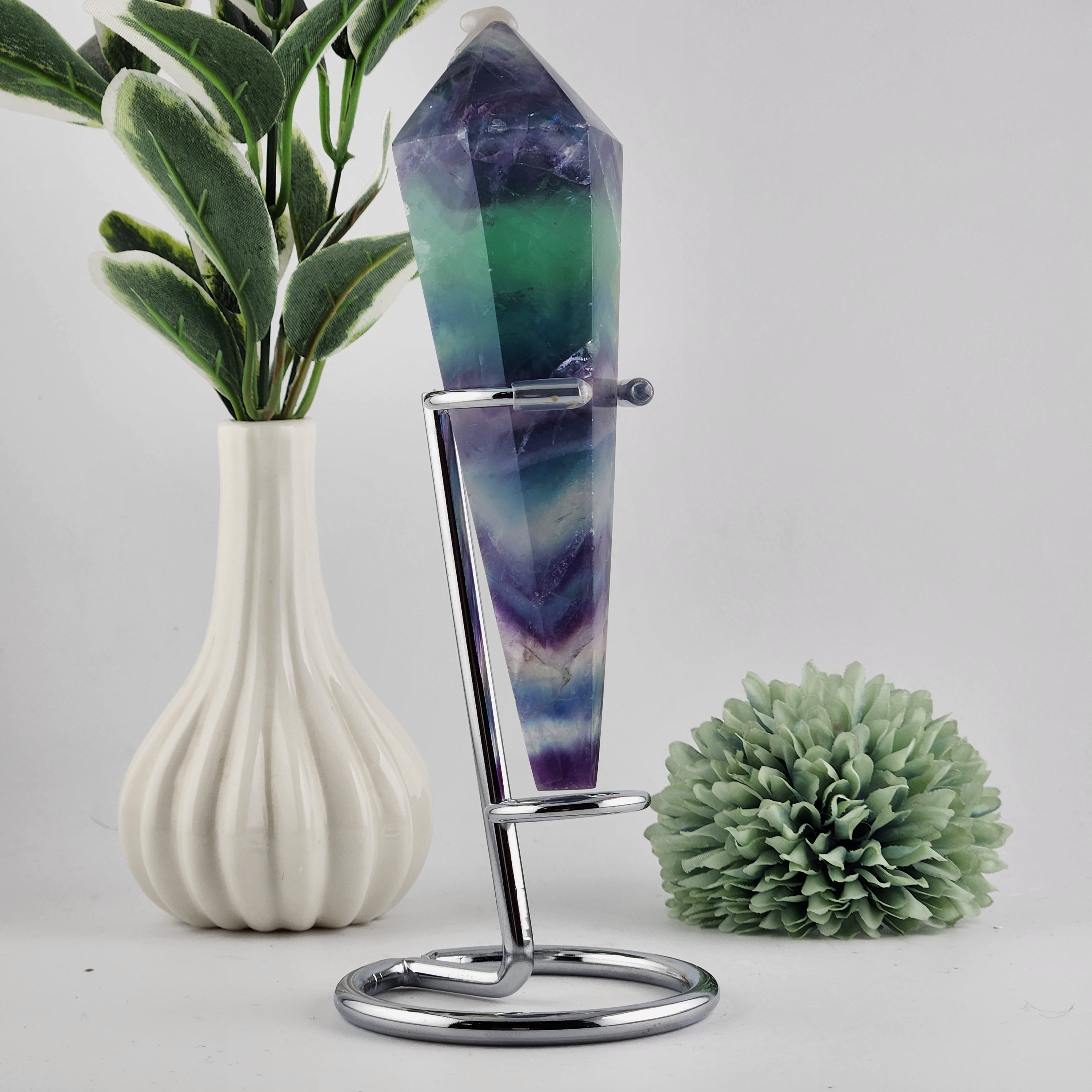 Fluorite Wand On Silver Stand