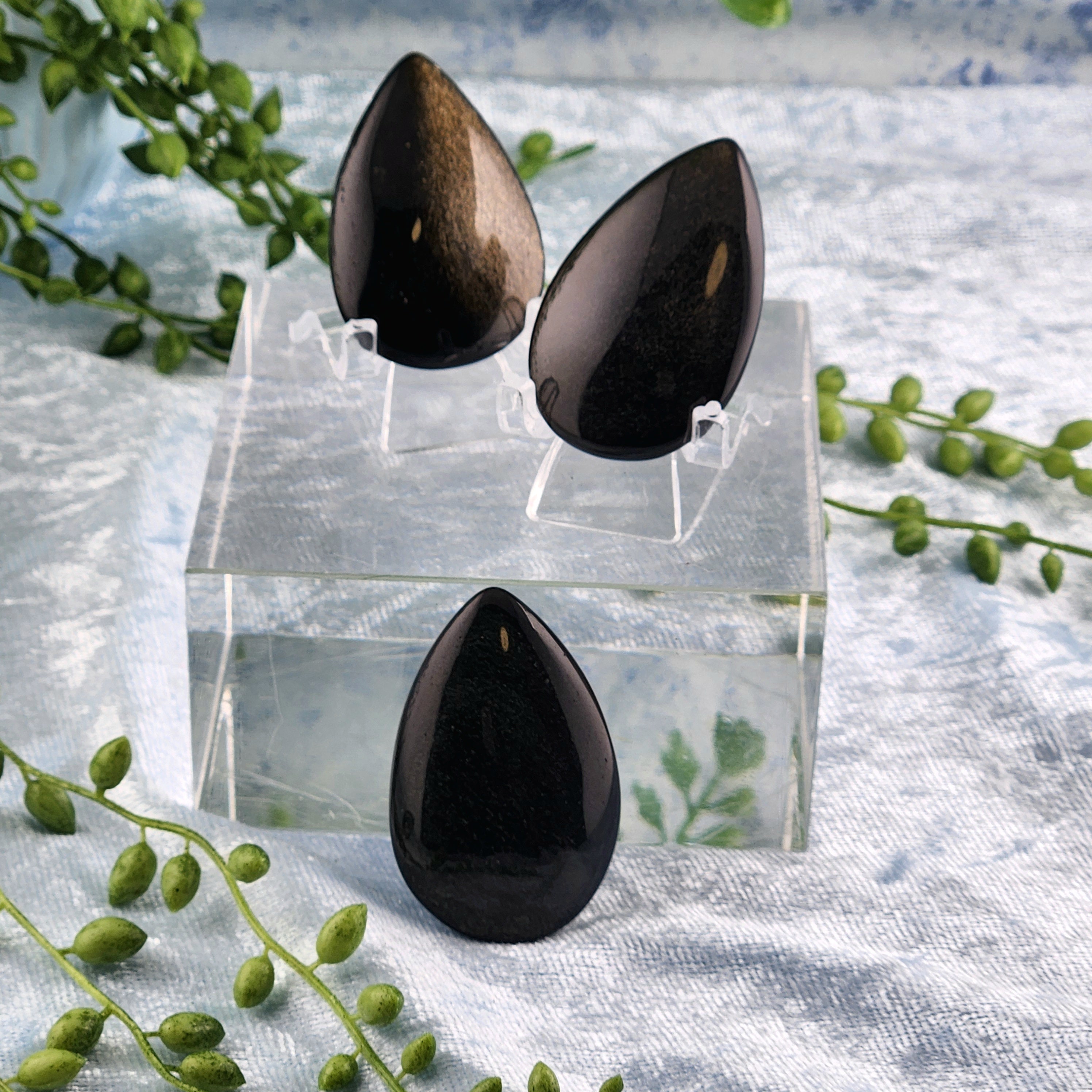 Gold Sheen Black Obsidian Tear Drop