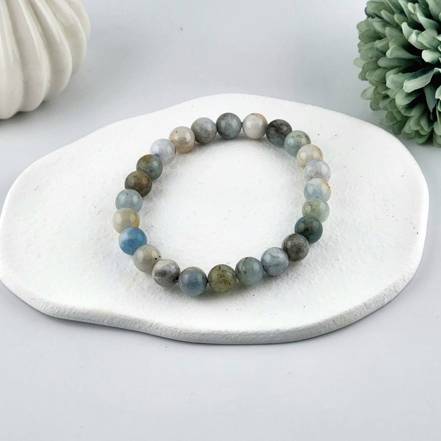 Aquamarine Beaded Bracelet - 8mm
