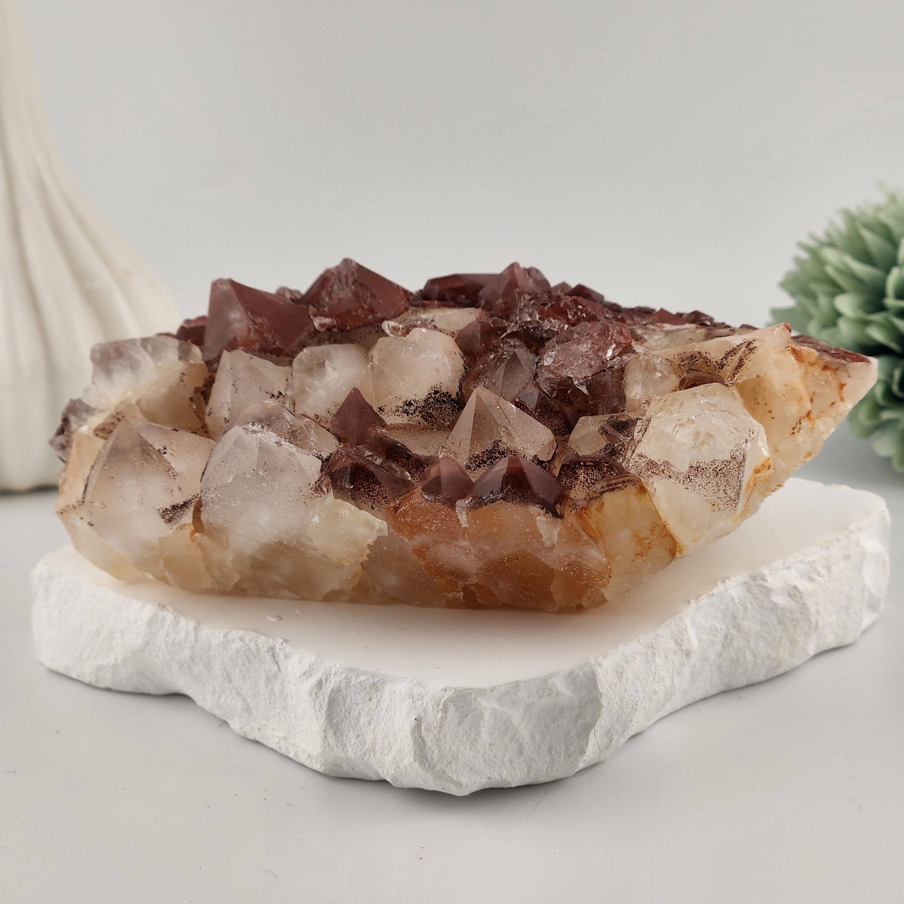 Red Calcite With Quartz Specimen