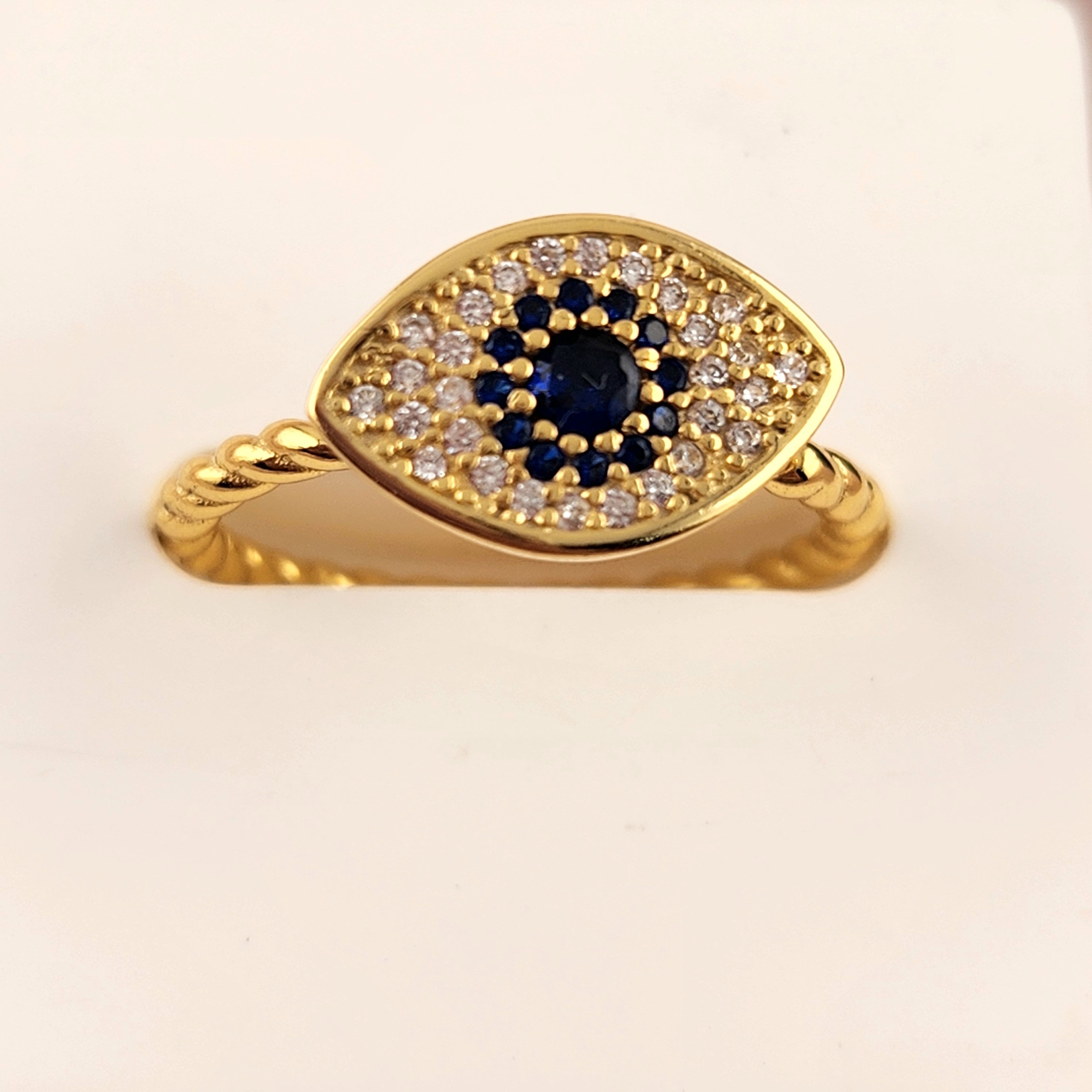Evil Eye Spinning Fidget Ring - Gold Plated S925