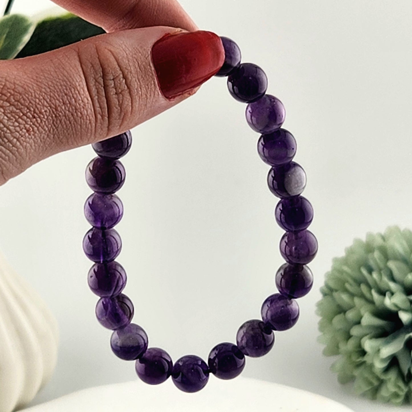 Amethyst Beaded Bracelet - 8mm