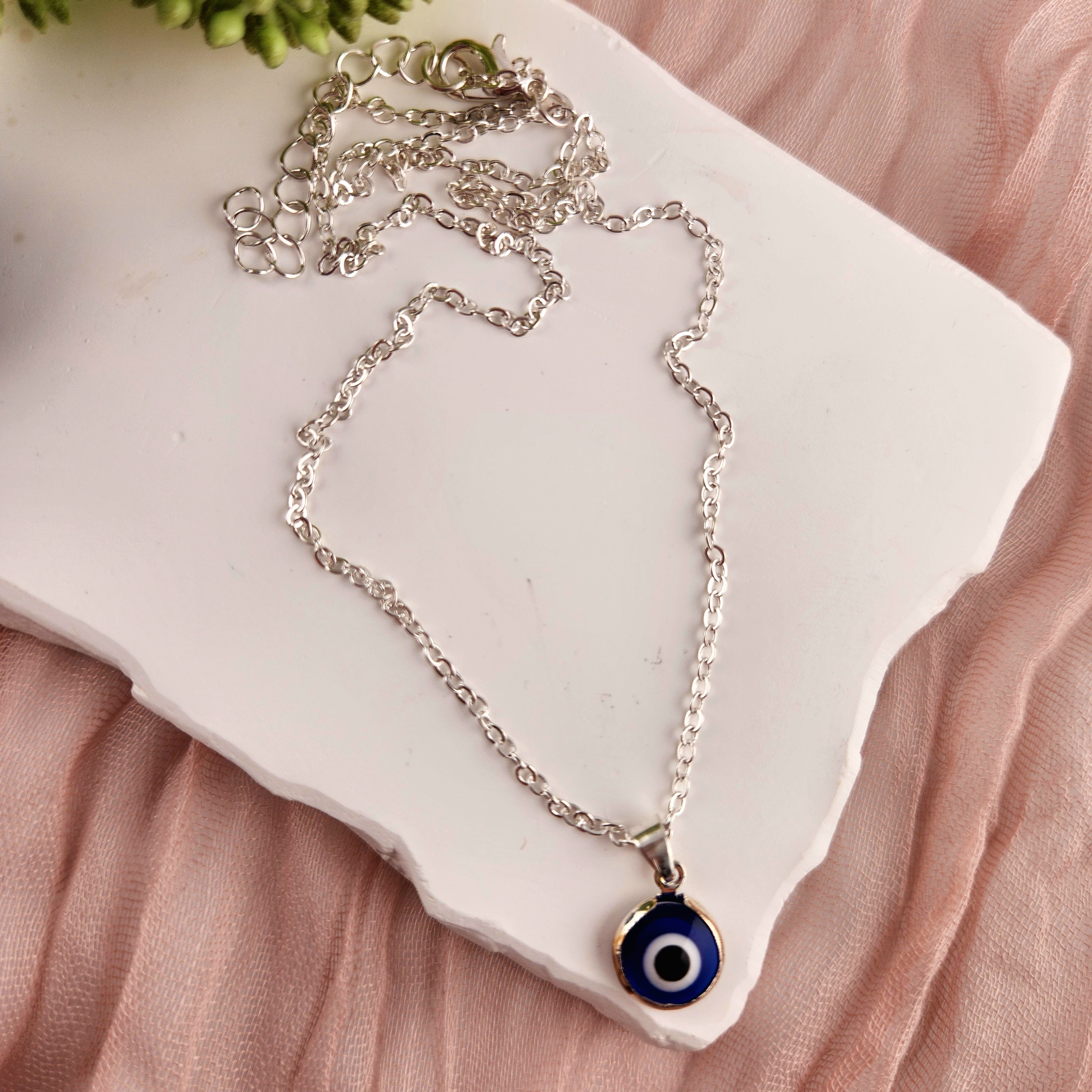 Evil Eye Necklace - Silver Copper Plated