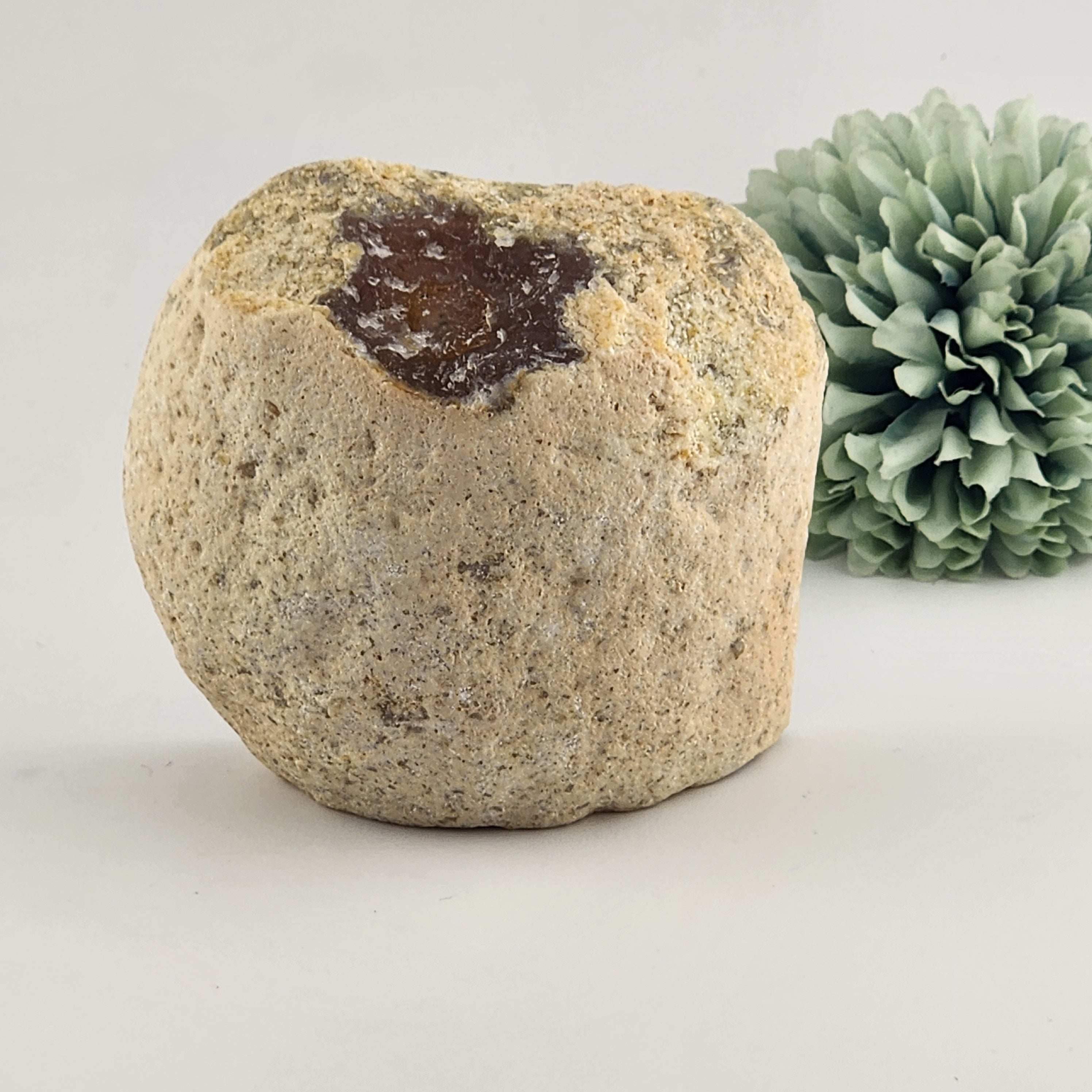 Agate Geode with Quartz Druzy + Moss Inclusions