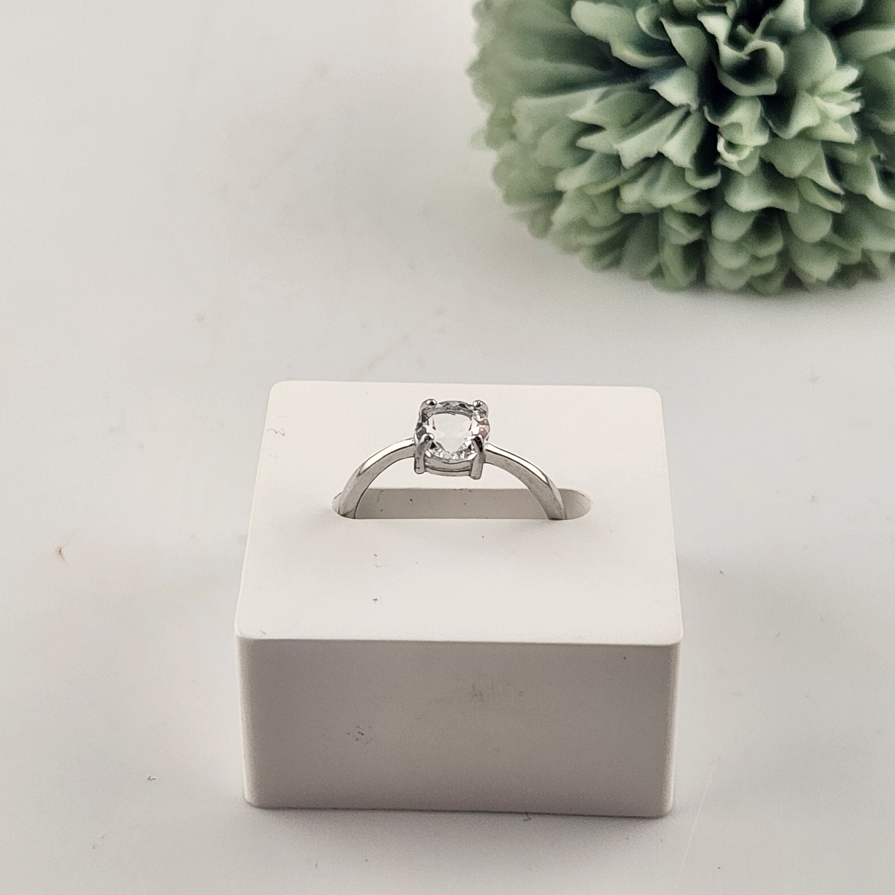 Sterling Silver Clear Quartz Adjustable Ring