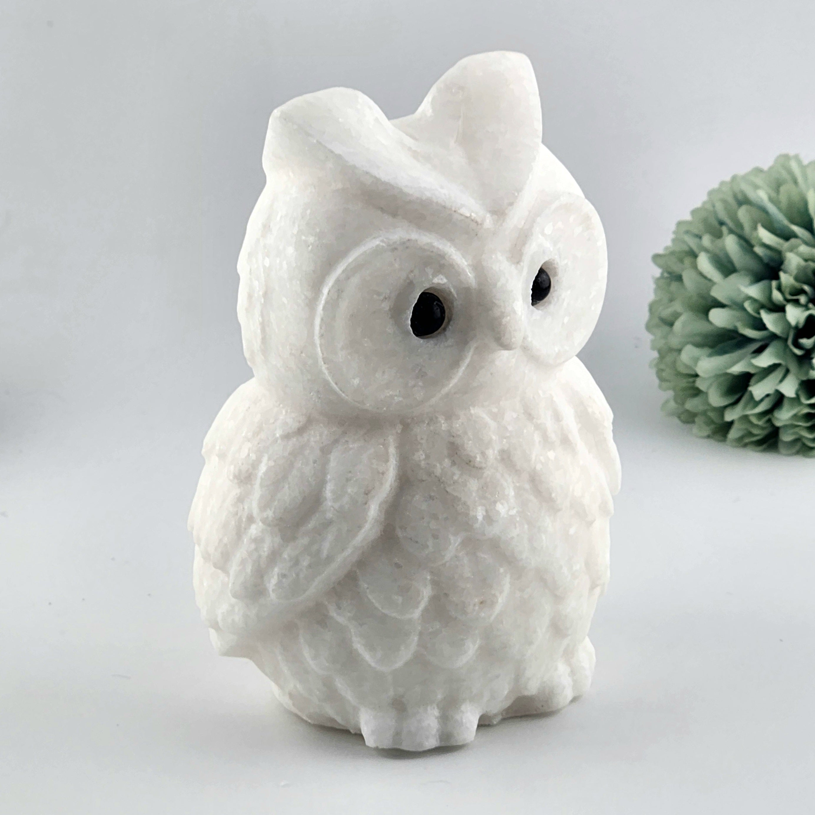White Jade Owl Carving