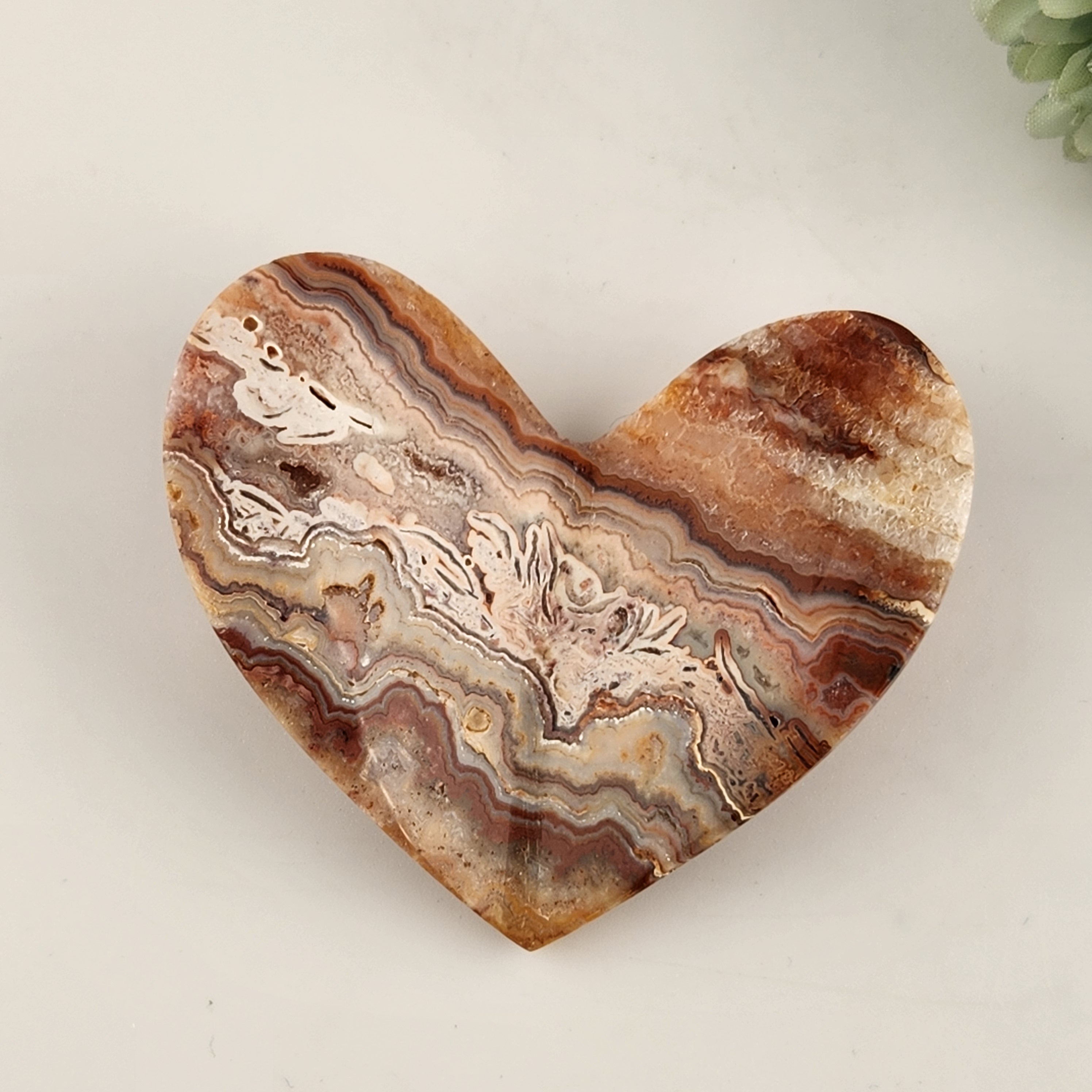 Pink Crazy Lace Agate 3D Heart