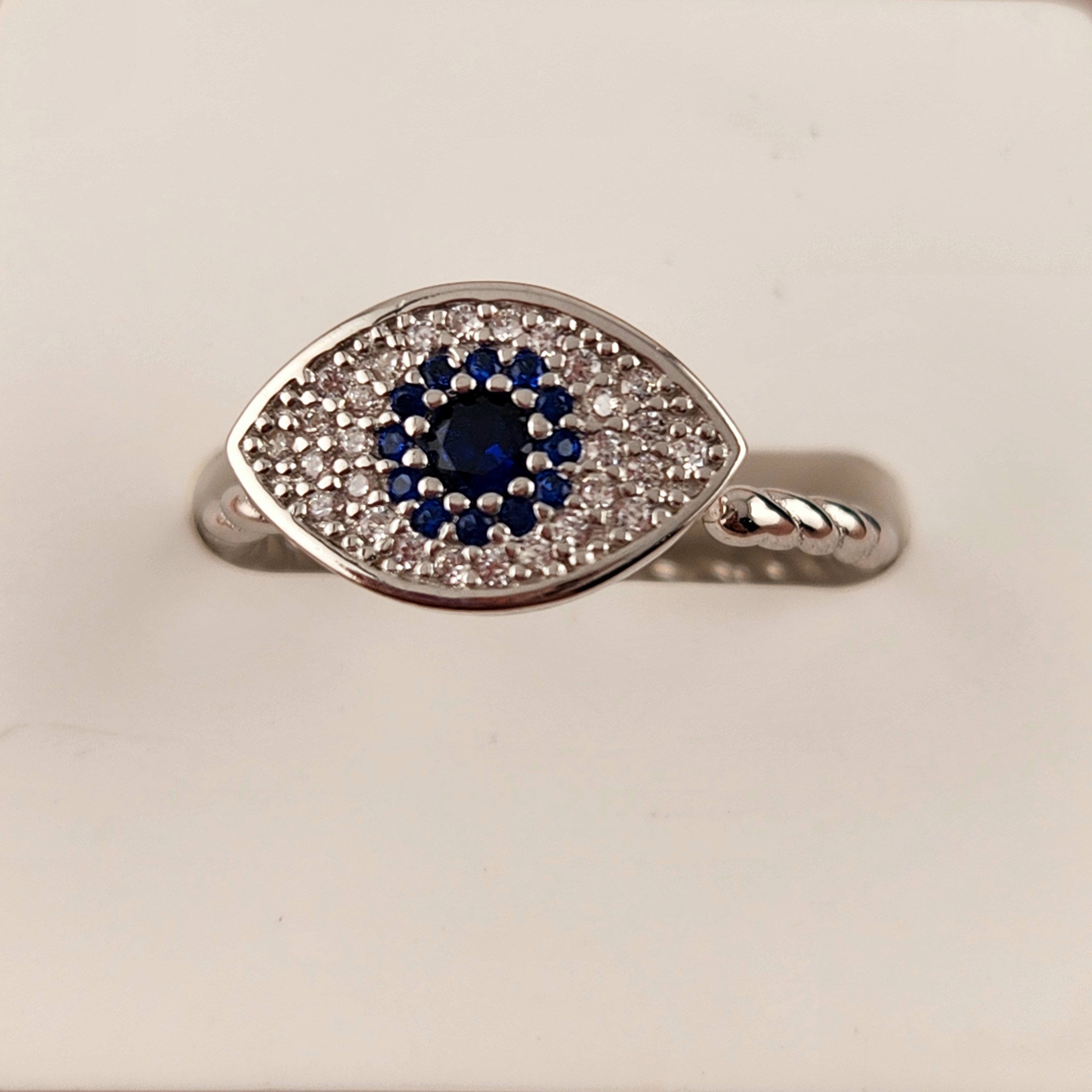 Evil Eye Fidget Spinning Ring - Silver S925