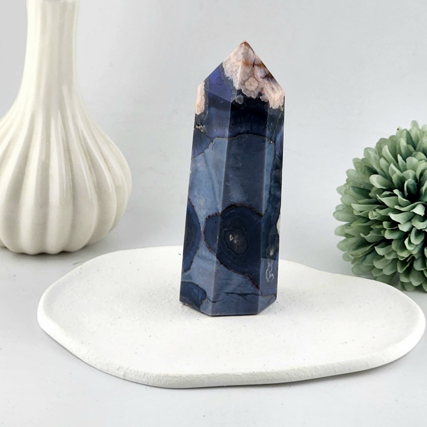 Blue Flower Agate Tower