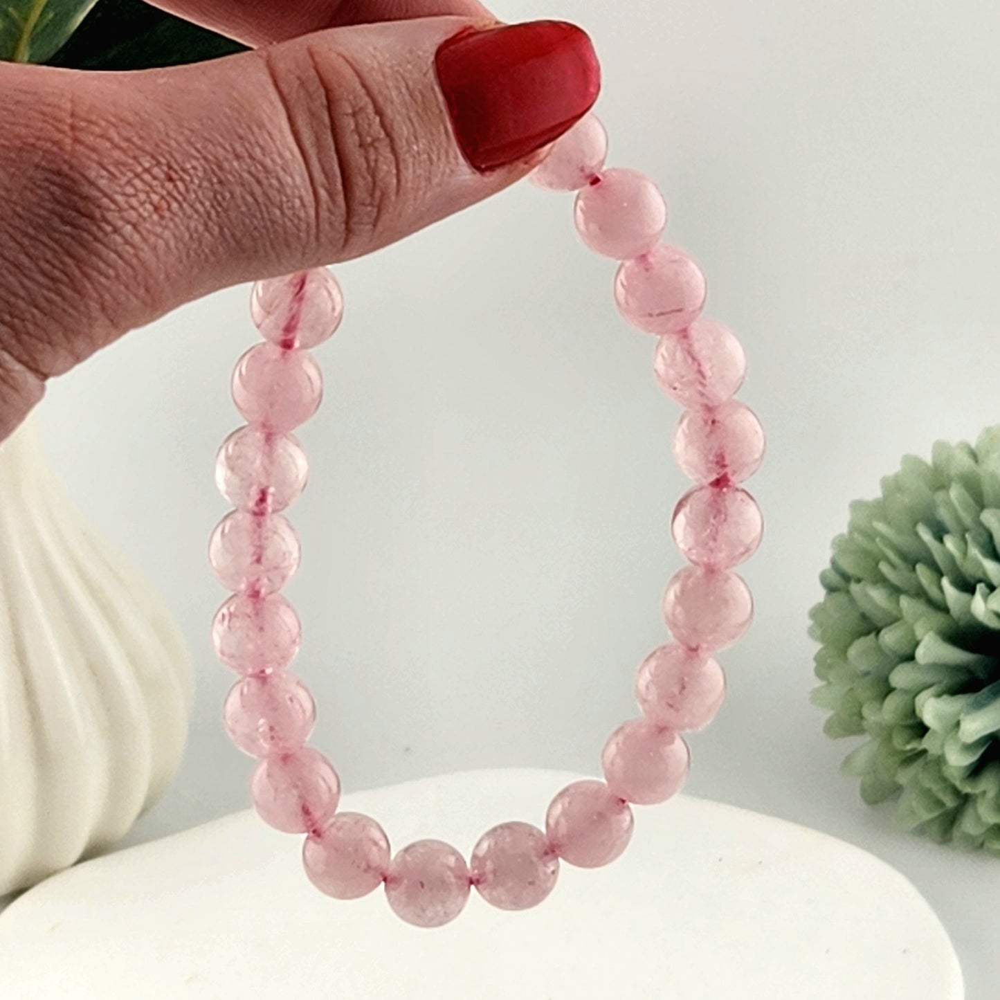 Rose Quartz Beaded Bracelet - 8mm