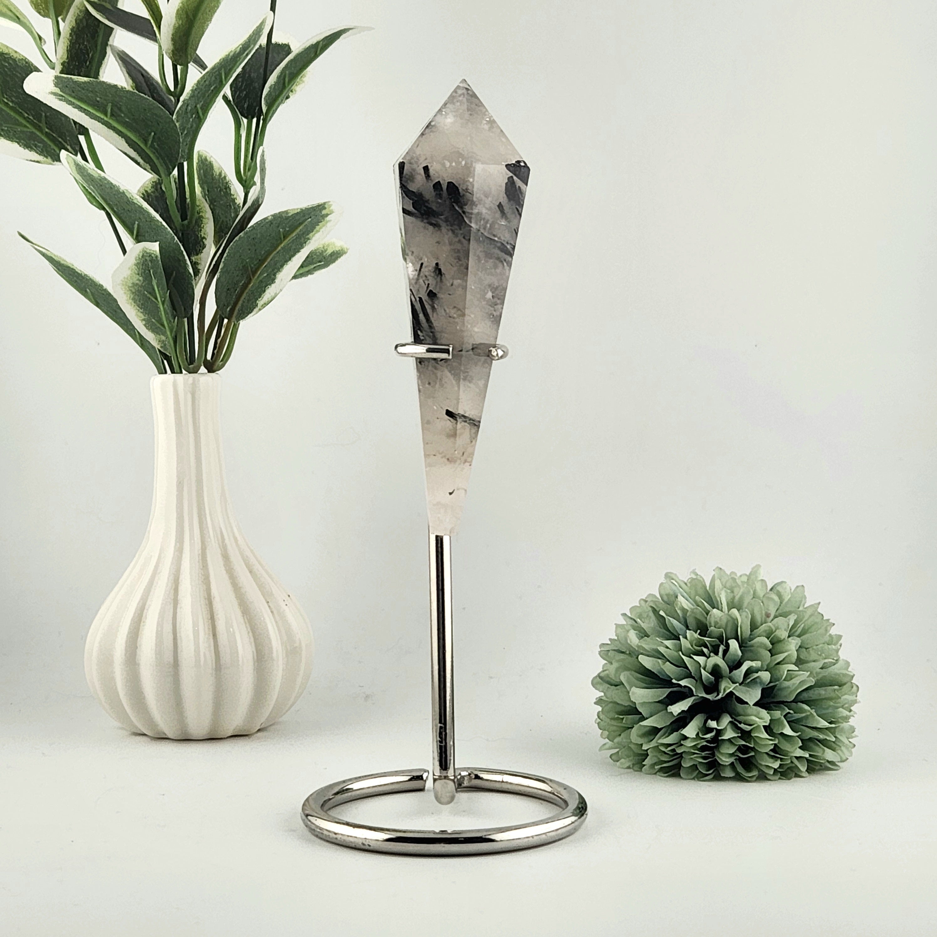 Clear Quartz with Black Tourmaline Wand