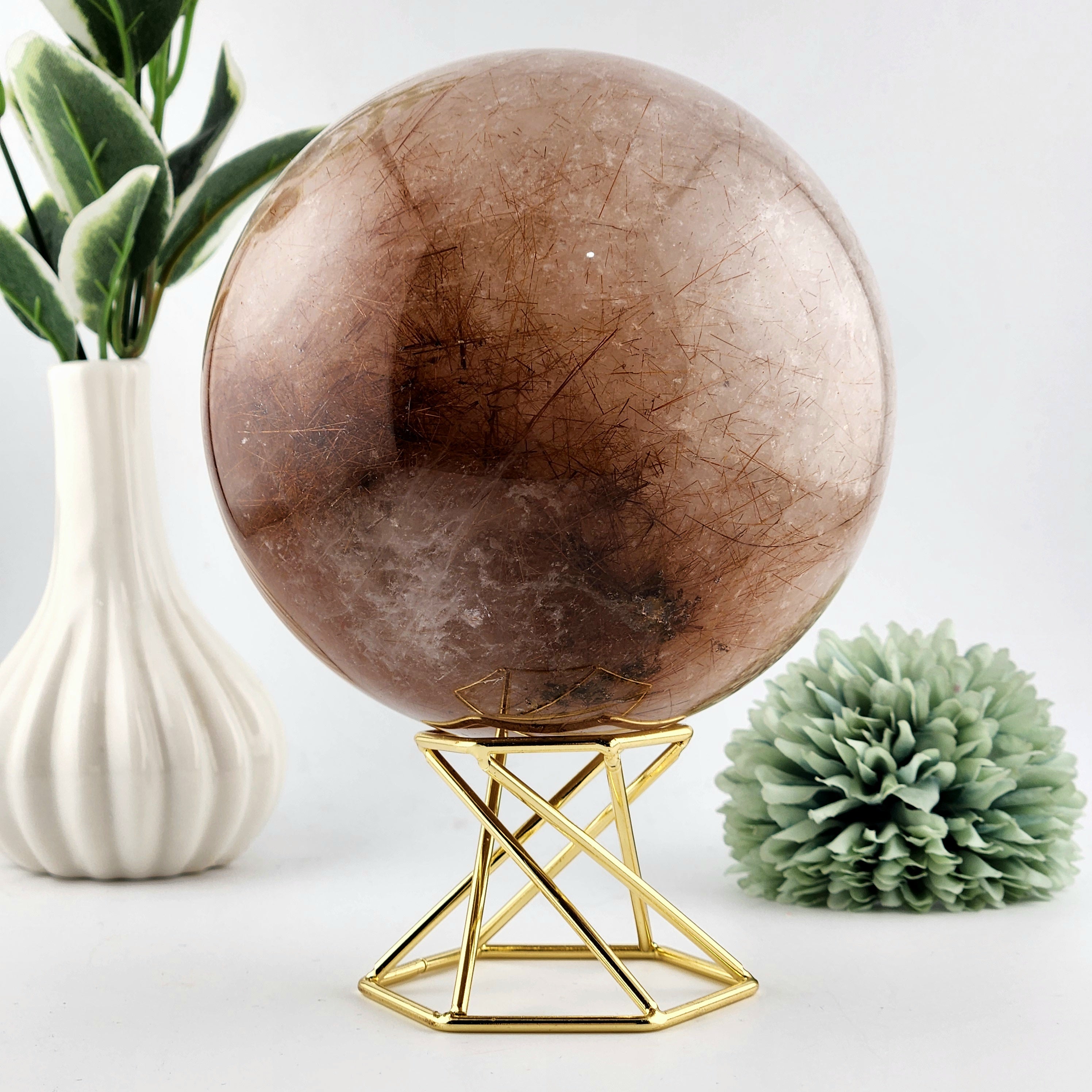 Copper Rutile Quartz Sphere