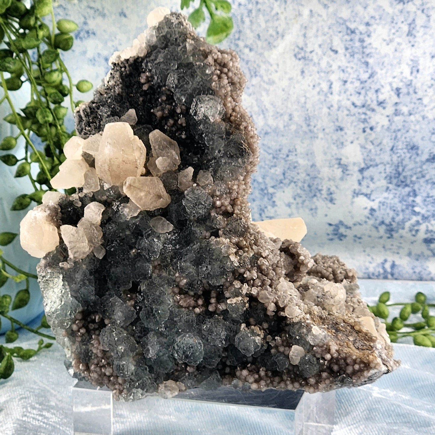 Green fluorite with Calcite Specimen